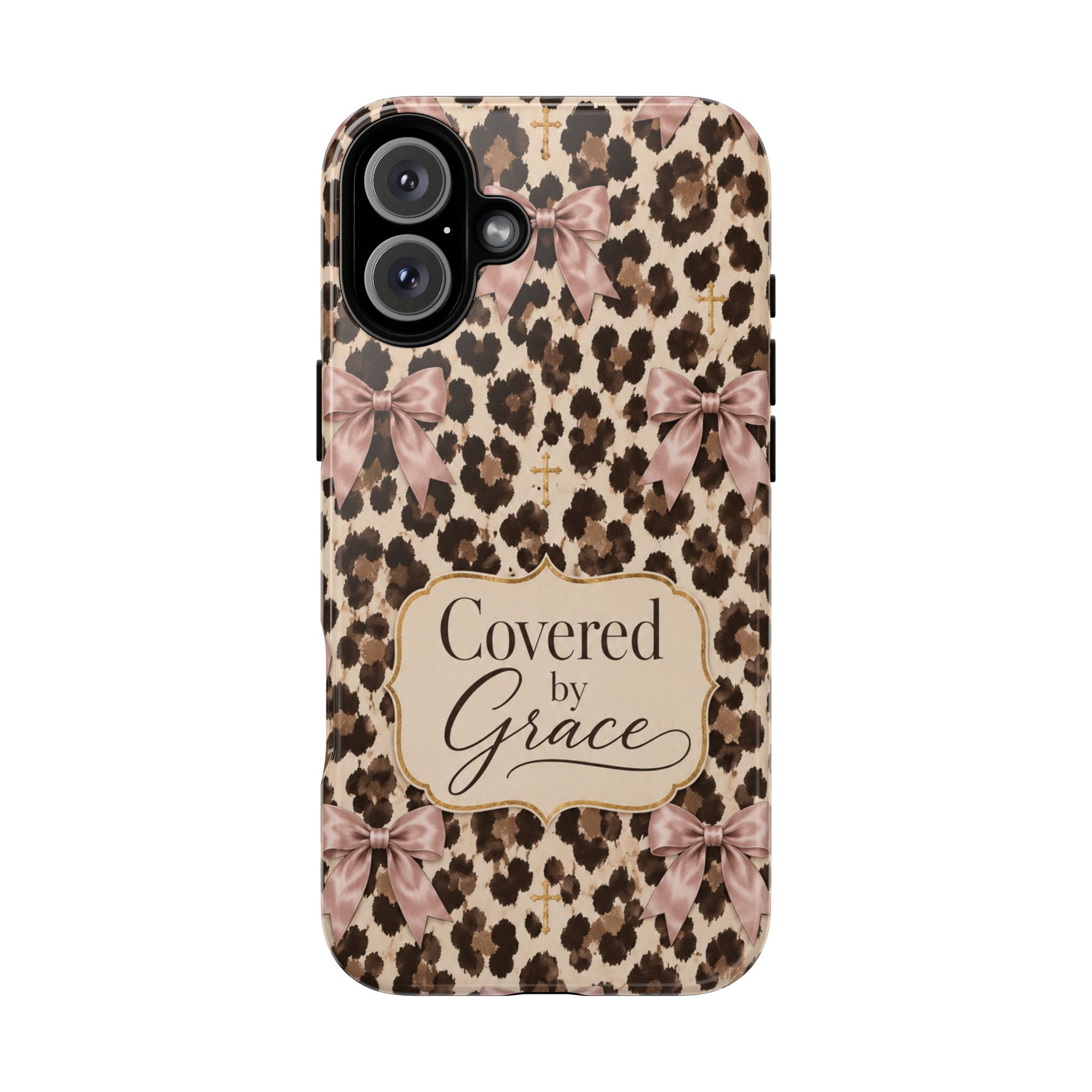 Covered by Grace Leopard Bow Christian Phone Case