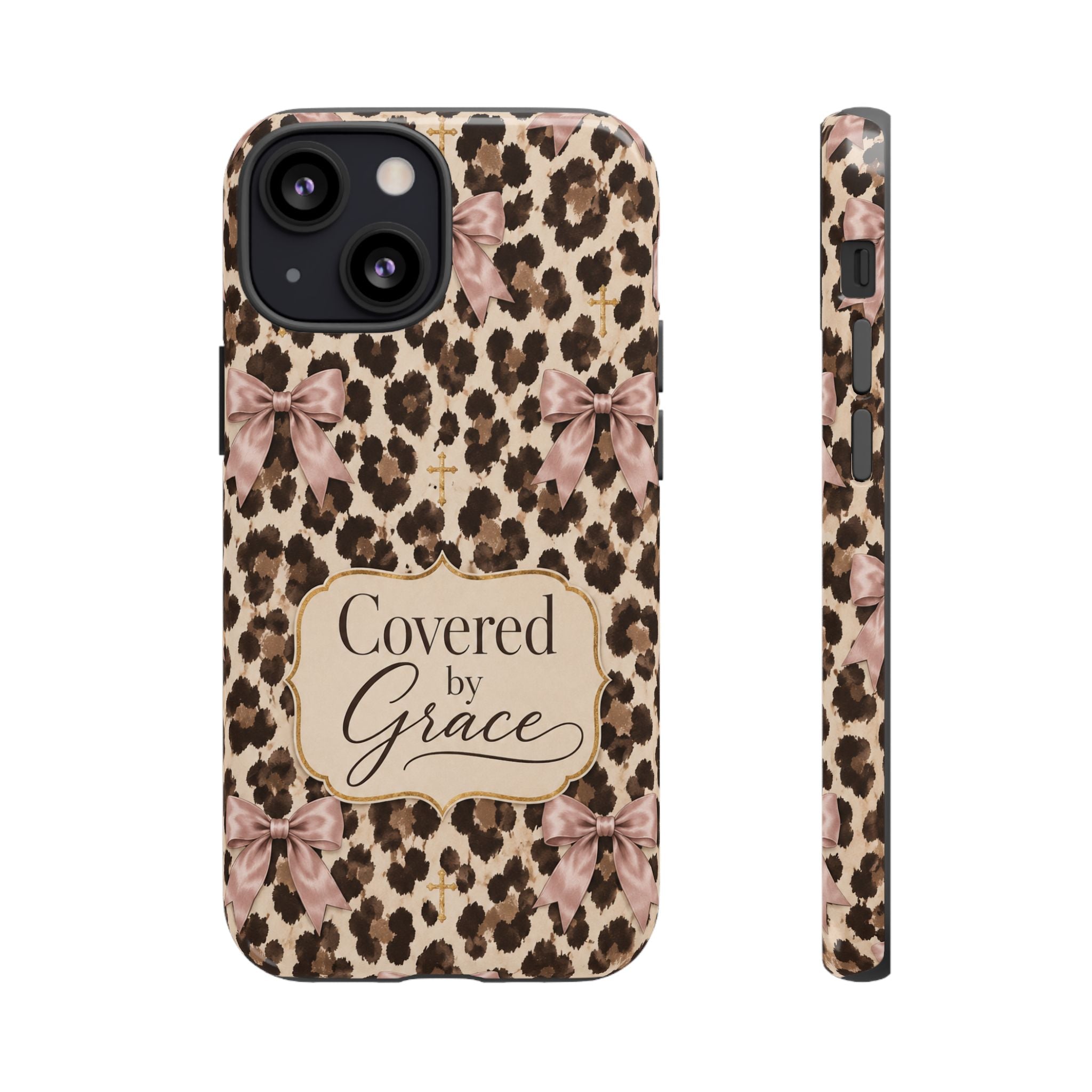 Covered by Grace Leopard Bow Christian Phone Case