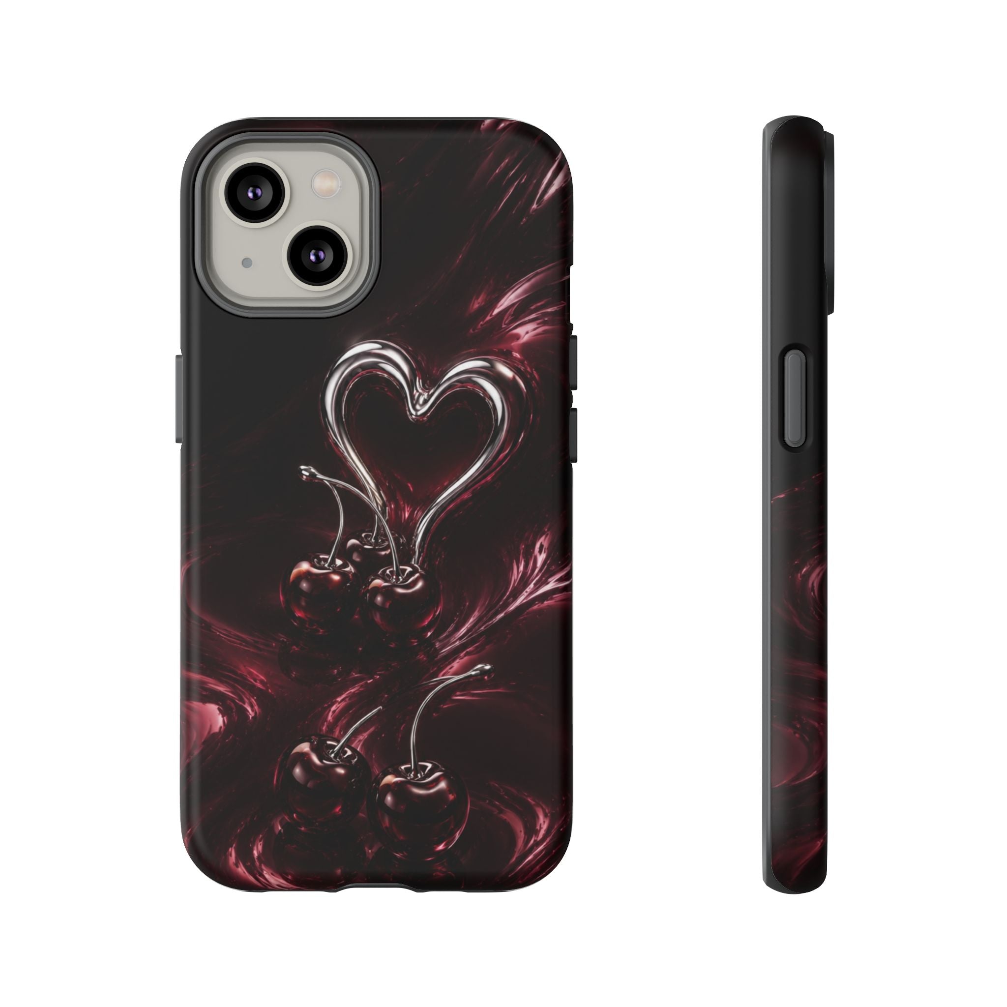 Dark Cherry Chrome Heart Phone Case