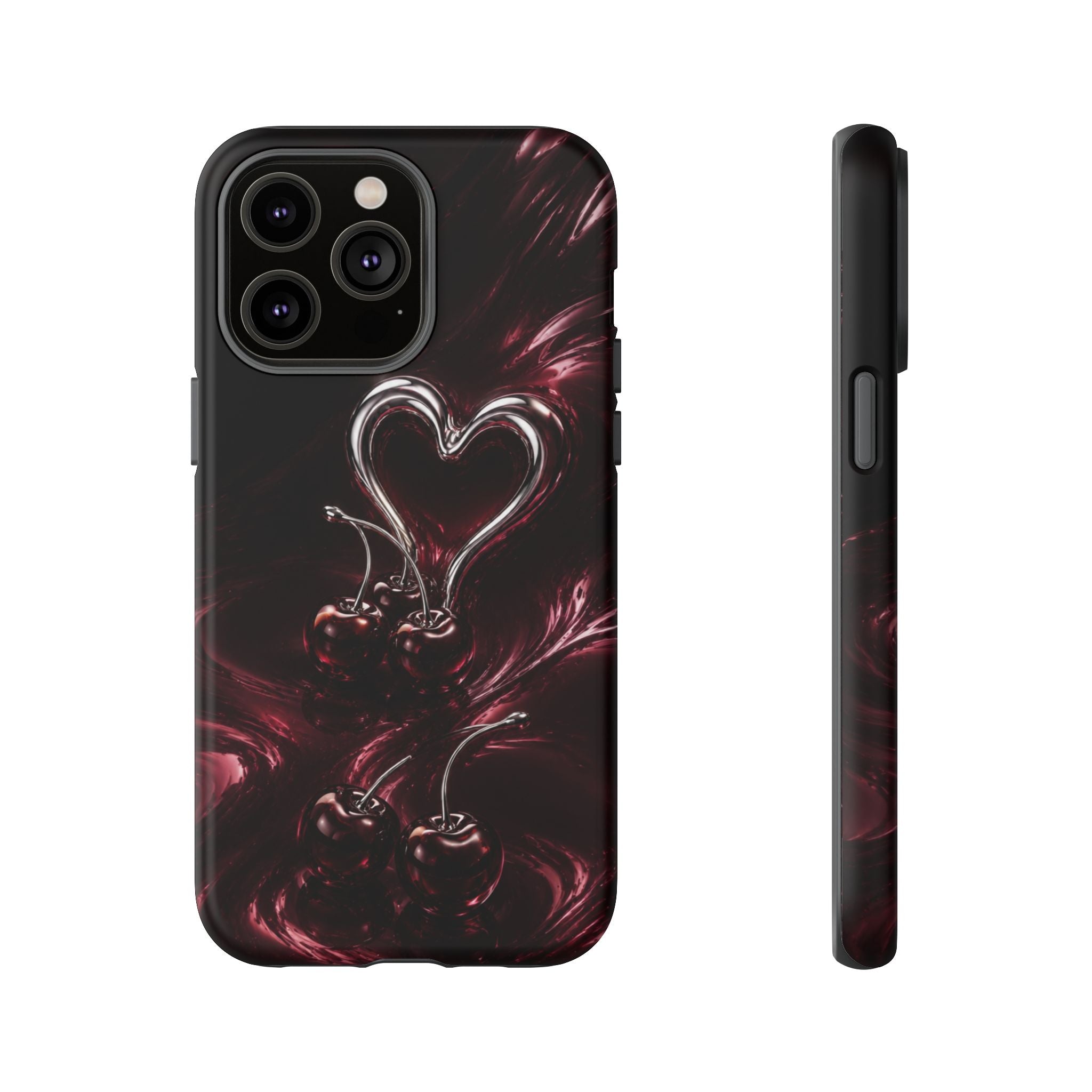 Dark Cherry Chrome Heart Phone Case