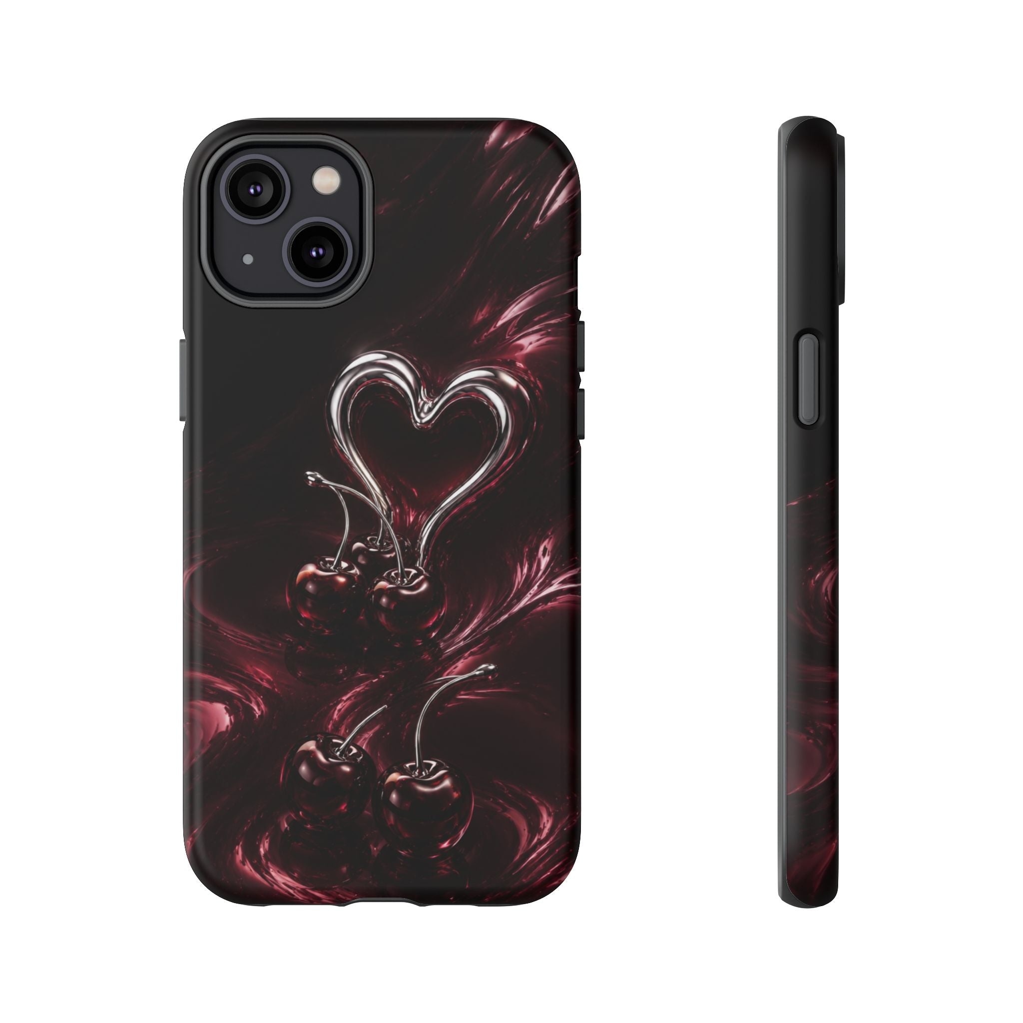 Dark Cherry Chrome Heart Phone Case