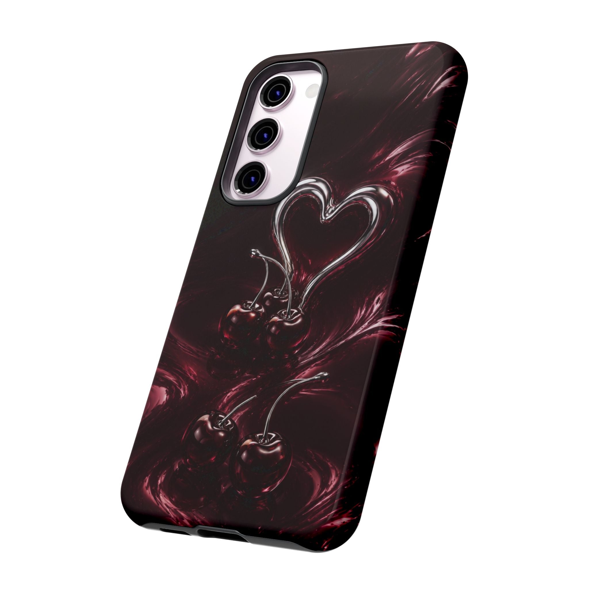 Dark Cherry Chrome Heart Phone Case