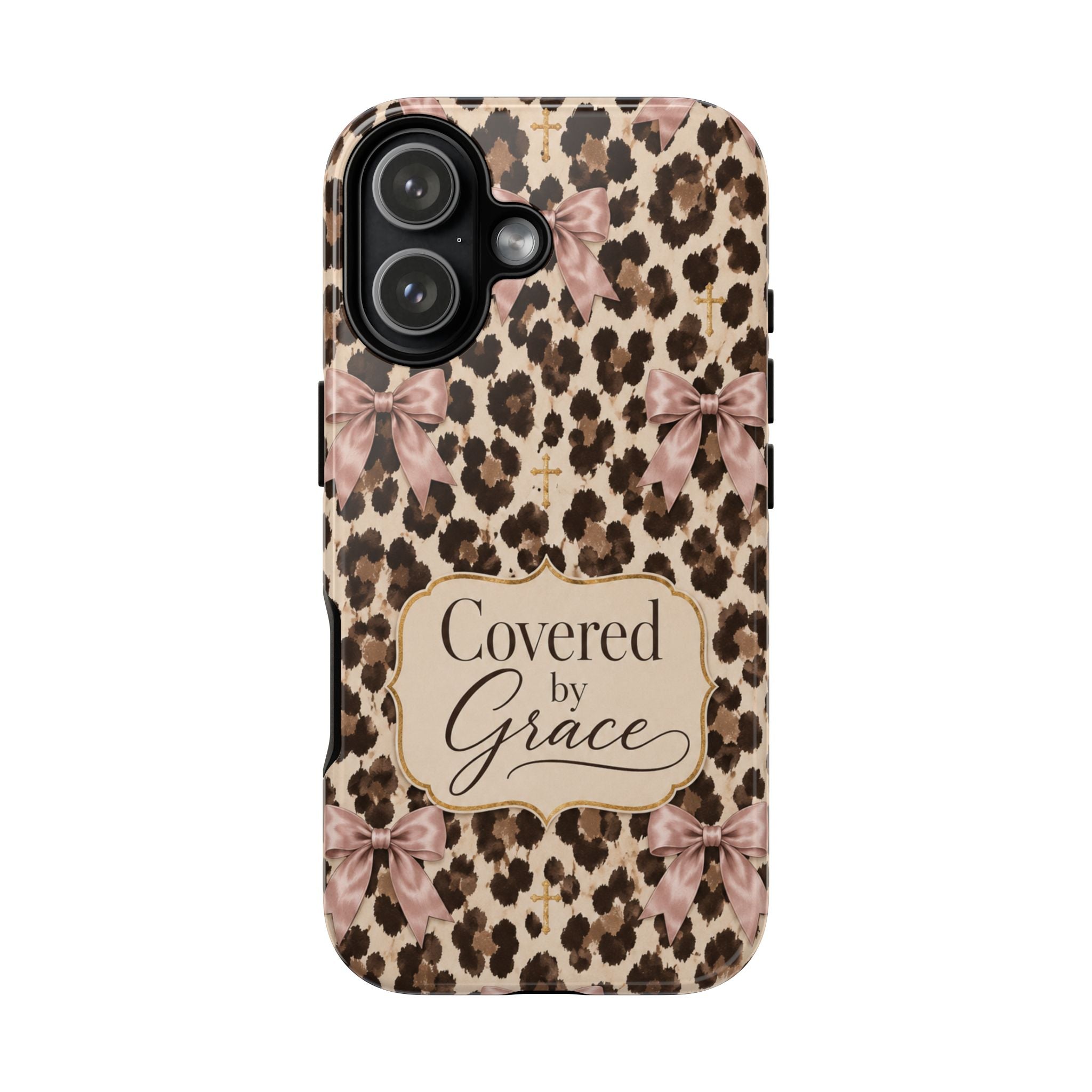 Covered by Grace Leopard Bow Christian Phone Case
