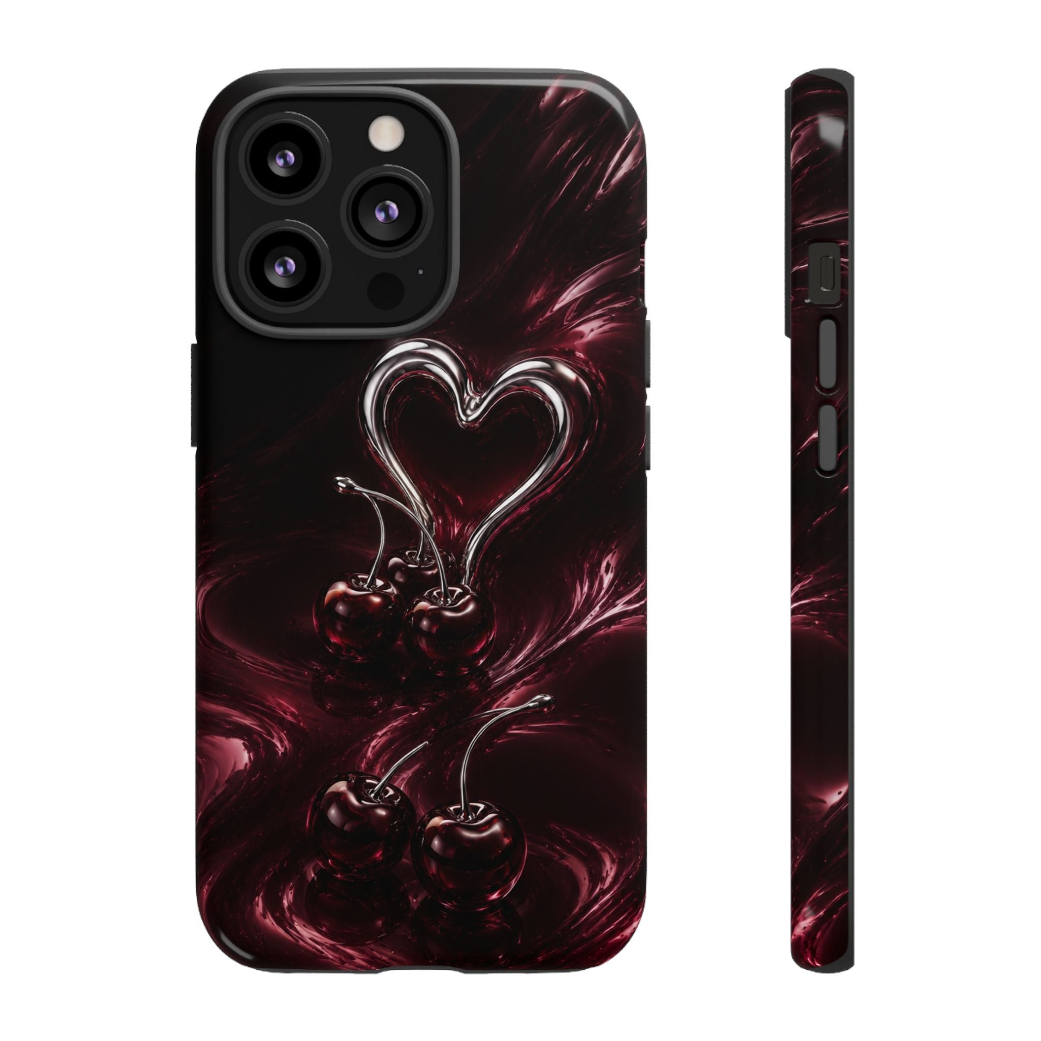 Dark Cherry Chrome Heart Phone Case