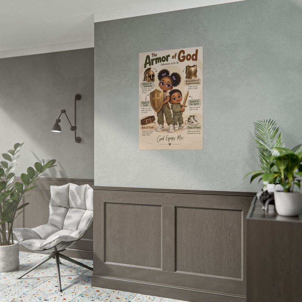 Armor of God Christian Kids Poster | Ephesians 6:10–18 Bible Wall Art