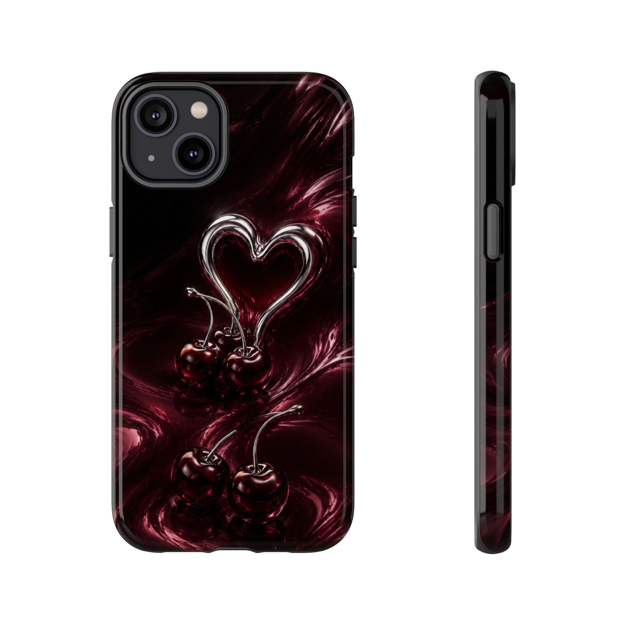 Dark Cherry Chrome Heart Phone Case