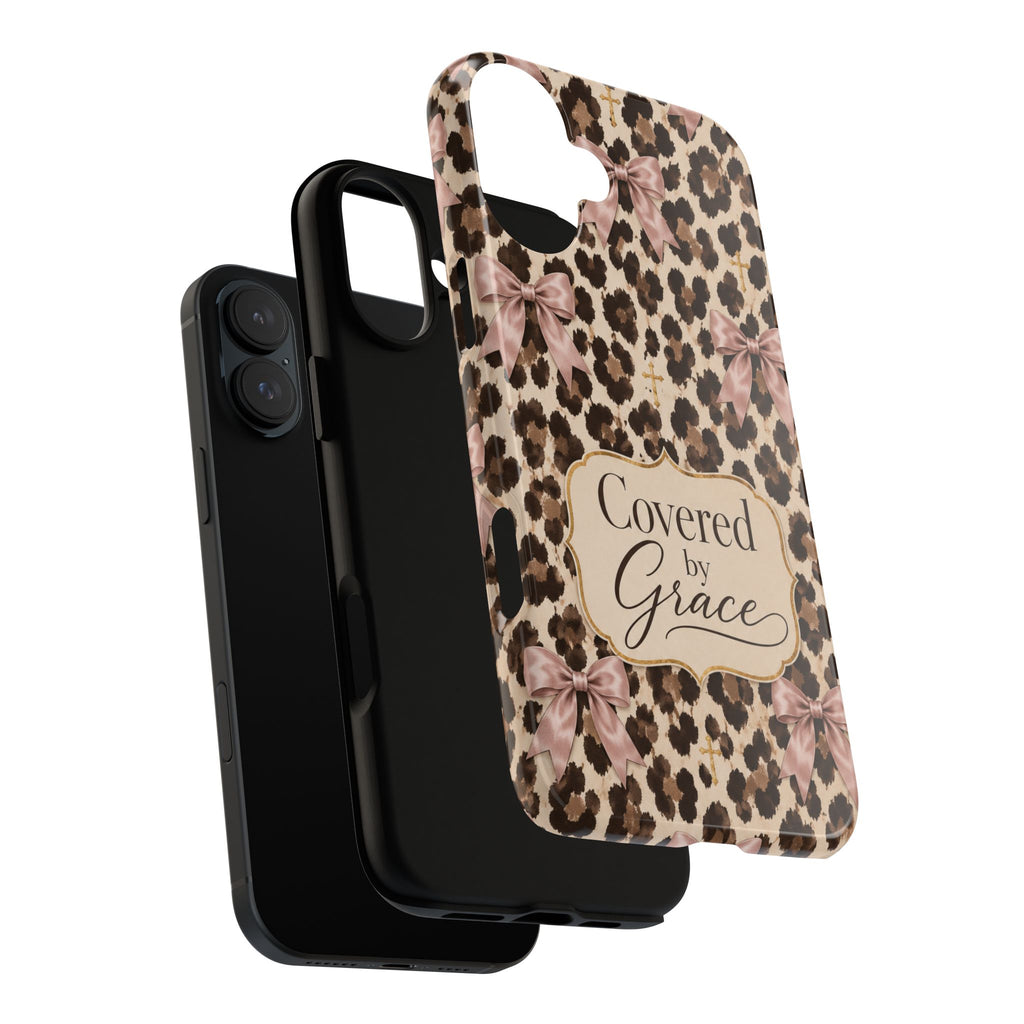 Covered by Grace Leopard Bow Christian Phone Case