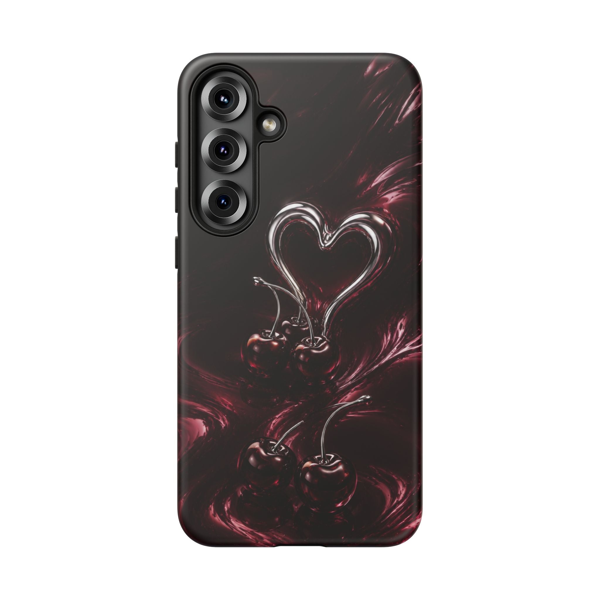 Dark Cherry Chrome Heart Phone Case