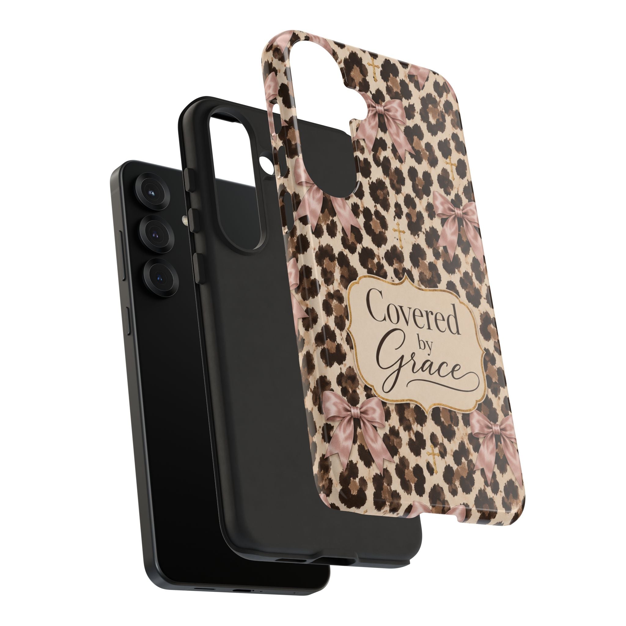 Covered by Grace Leopard Bow Christian Phone Case