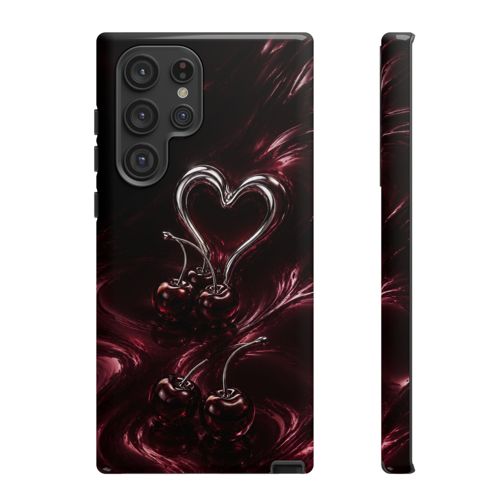 Dark Cherry Chrome Heart Phone Case
