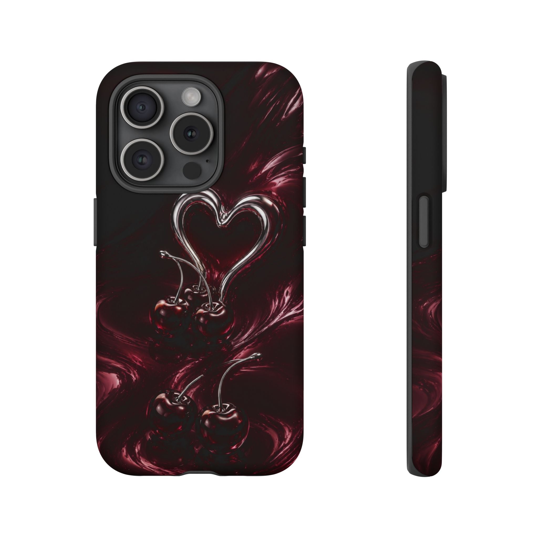 Dark Cherry Chrome Heart Phone Case