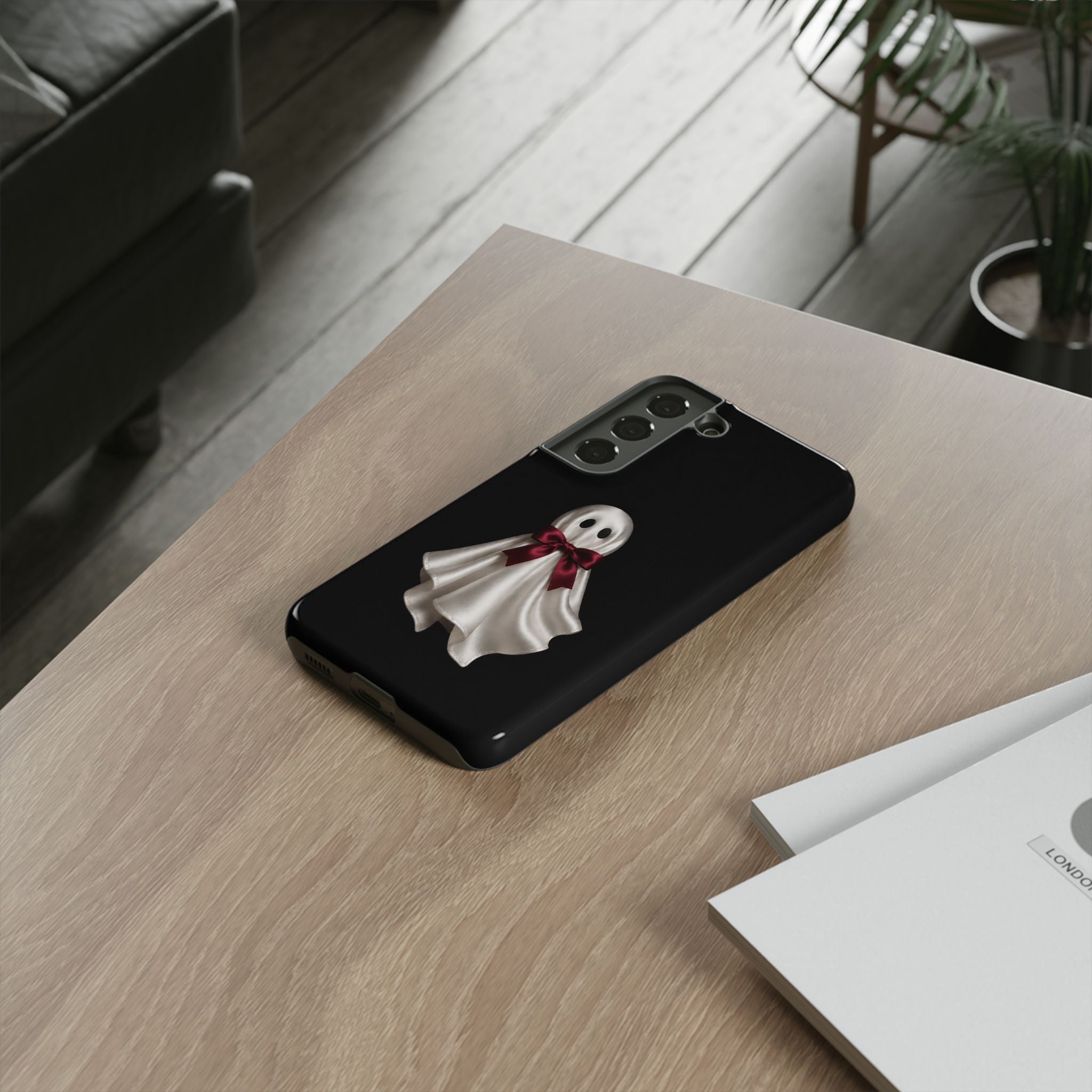 Burgundy Bow Ghost Spooky Phone Case
