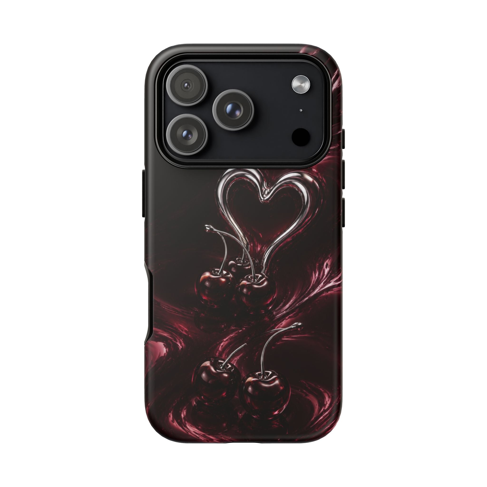 Dark Cherry Chrome Heart Phone Case
