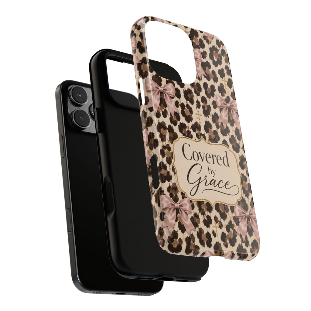 Covered by Grace Leopard Bow Christian Phone Case