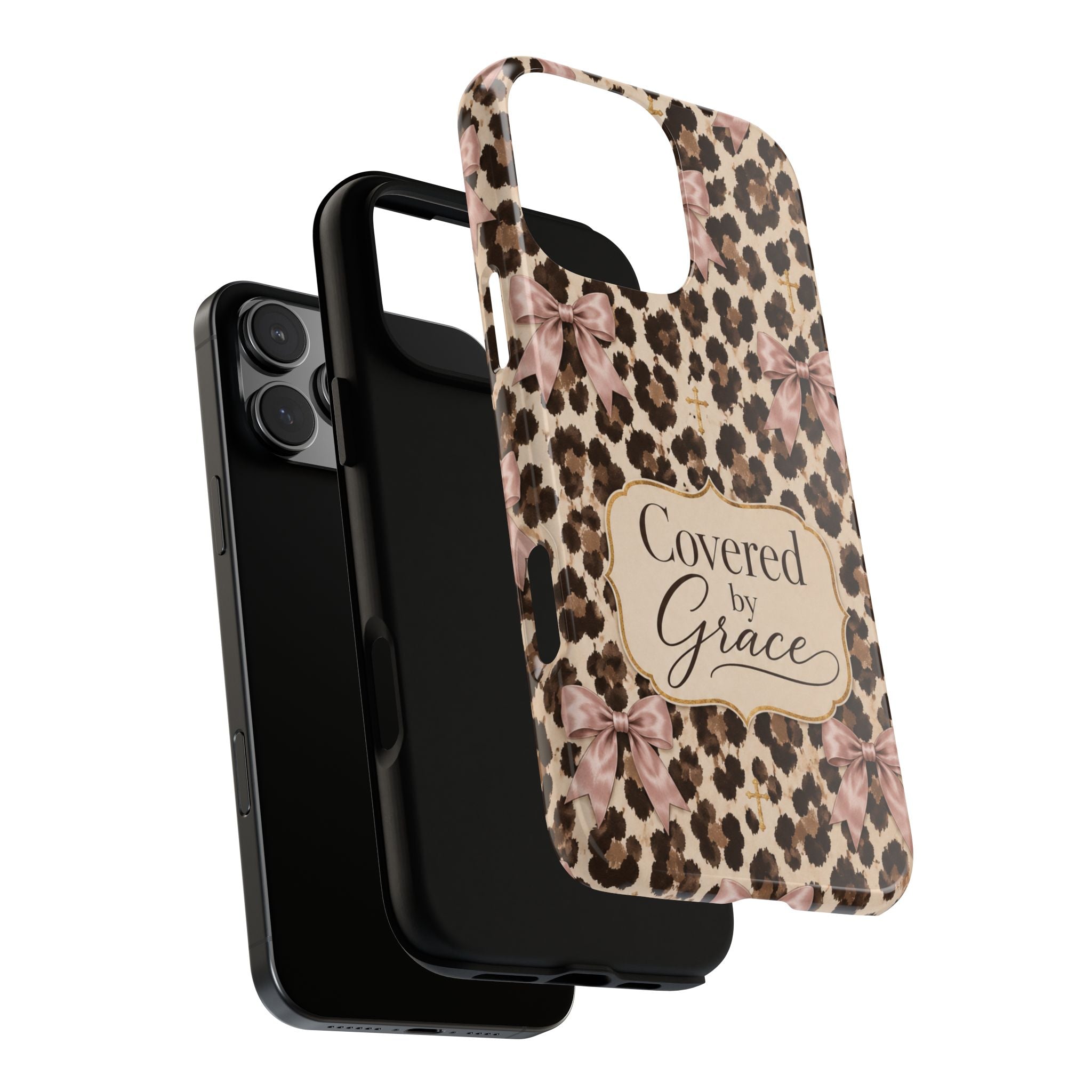 Covered by Grace Leopard Bow Christian Phone Case