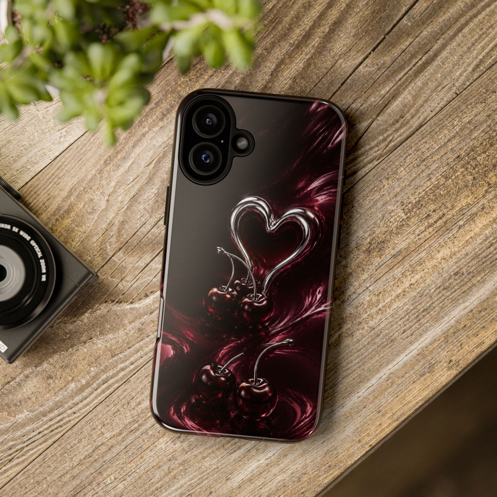 Dark Cherry Chrome Heart Phone Case