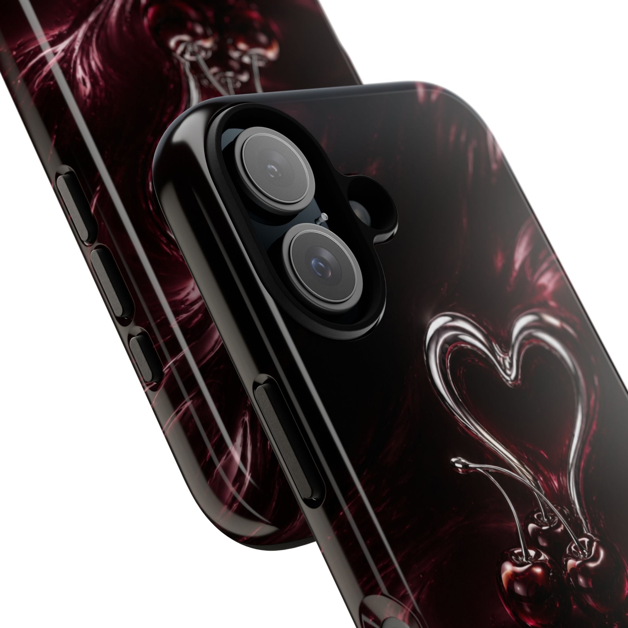 Dark Cherry Chrome Heart Phone Case
