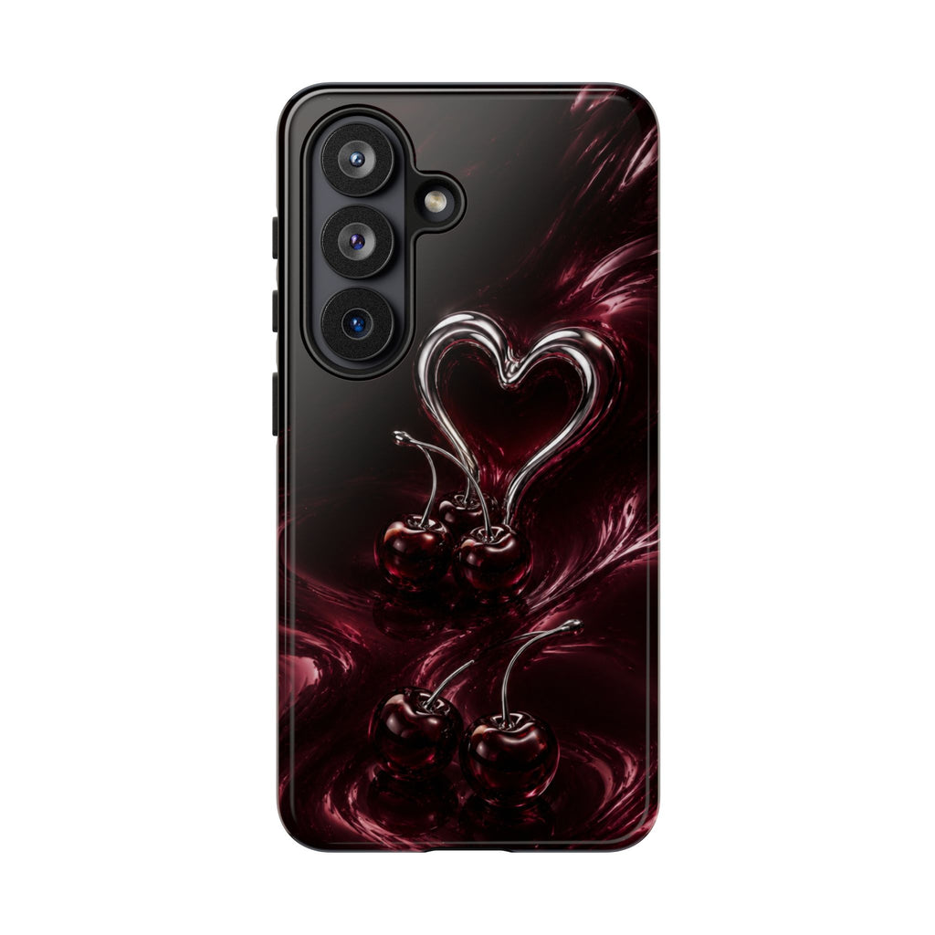 Dark Cherry Chrome Heart Phone Case