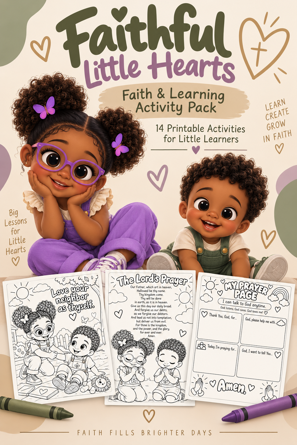 Faithful Little Hearts: Faith & Learning Activity Pack | 14 Printable Kids Activities