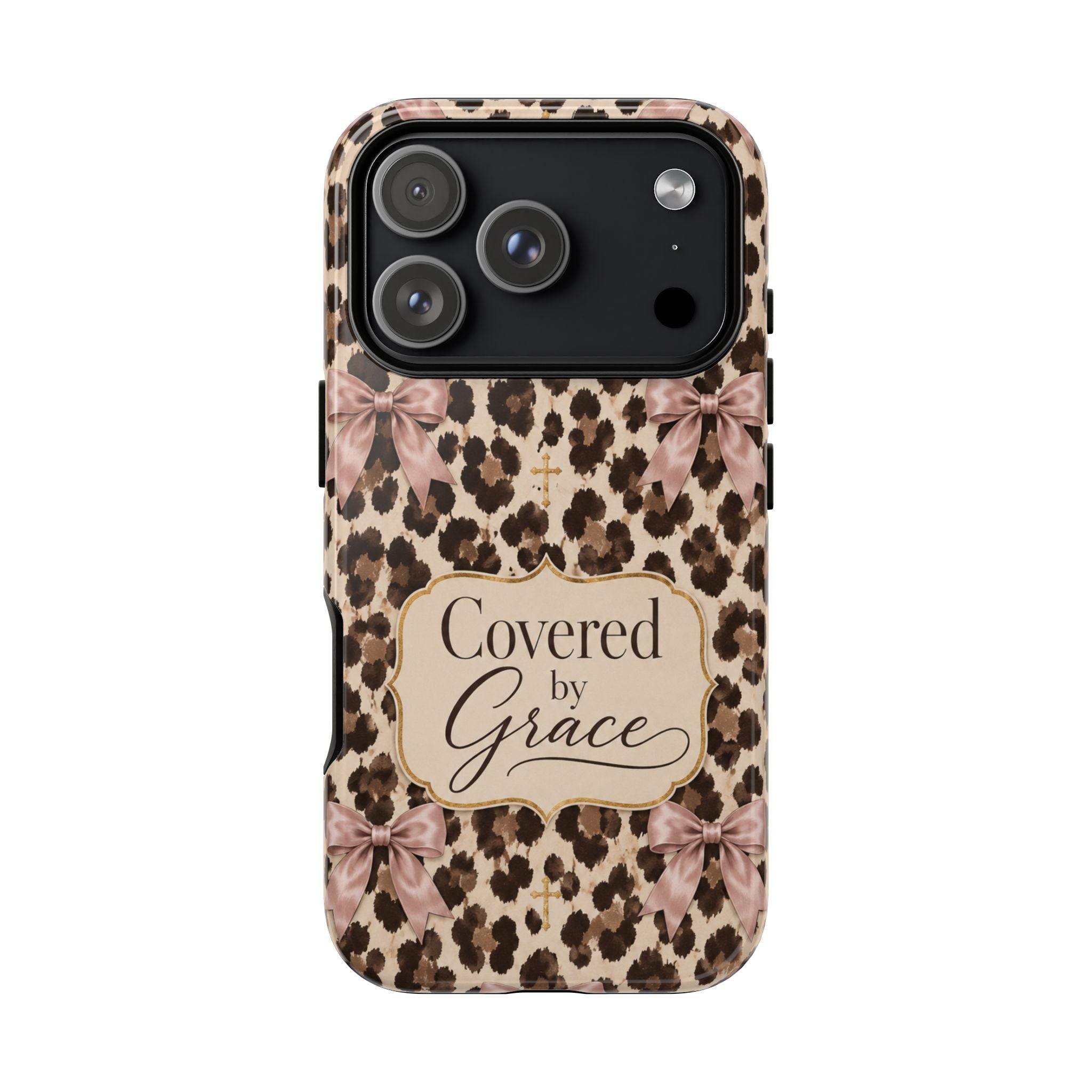 Covered by Grace Leopard Bow Christian Phone Case