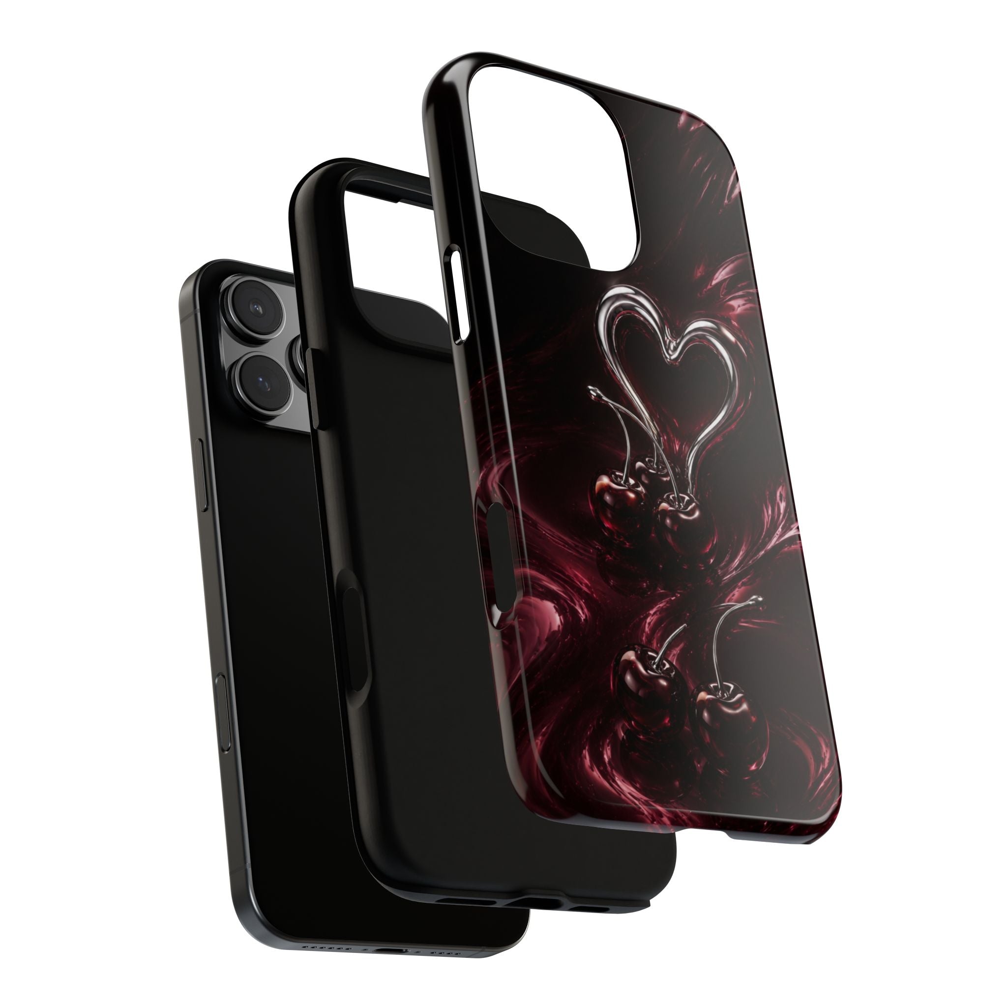 Dark Cherry Chrome Heart Phone Case