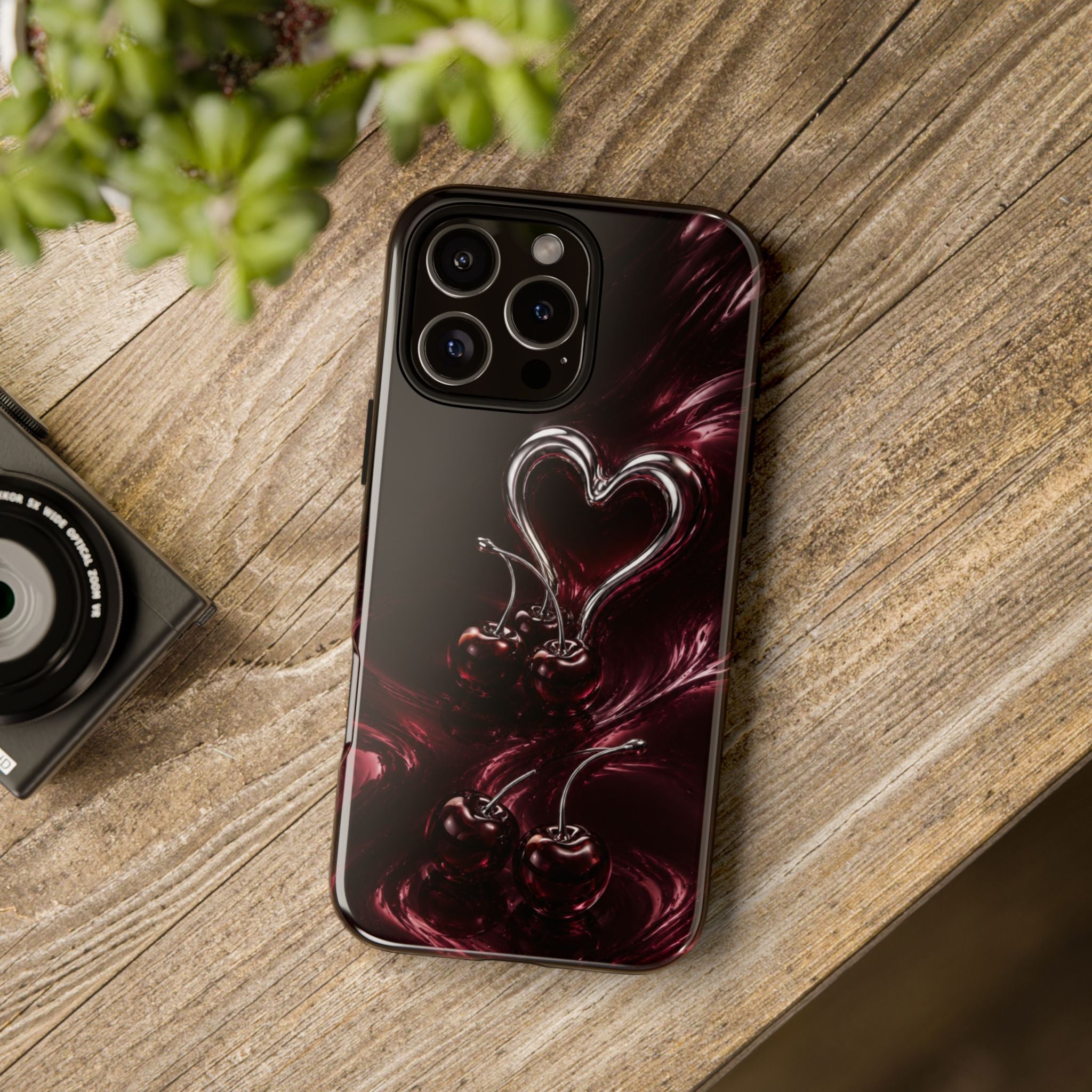 Dark Cherry Chrome Heart Phone Case
