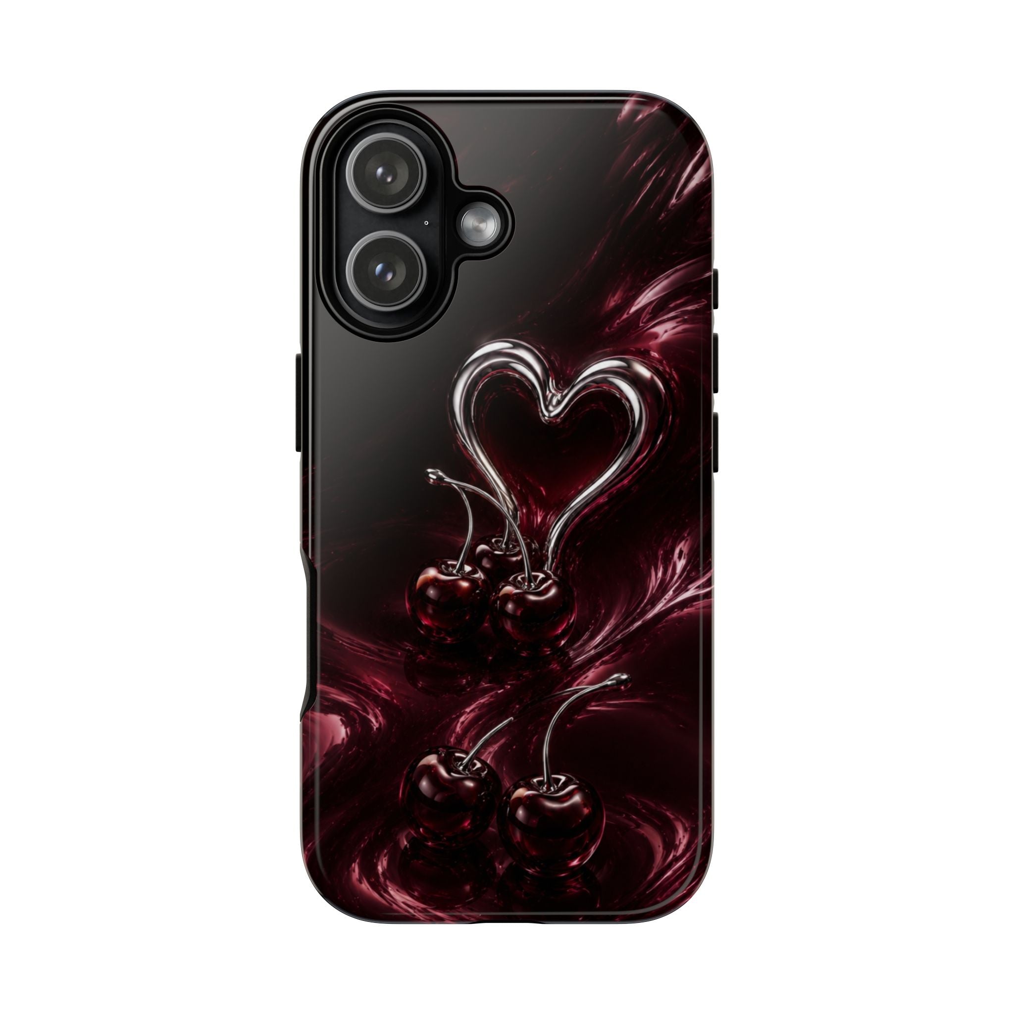 Dark Cherry Chrome Heart Phone Case