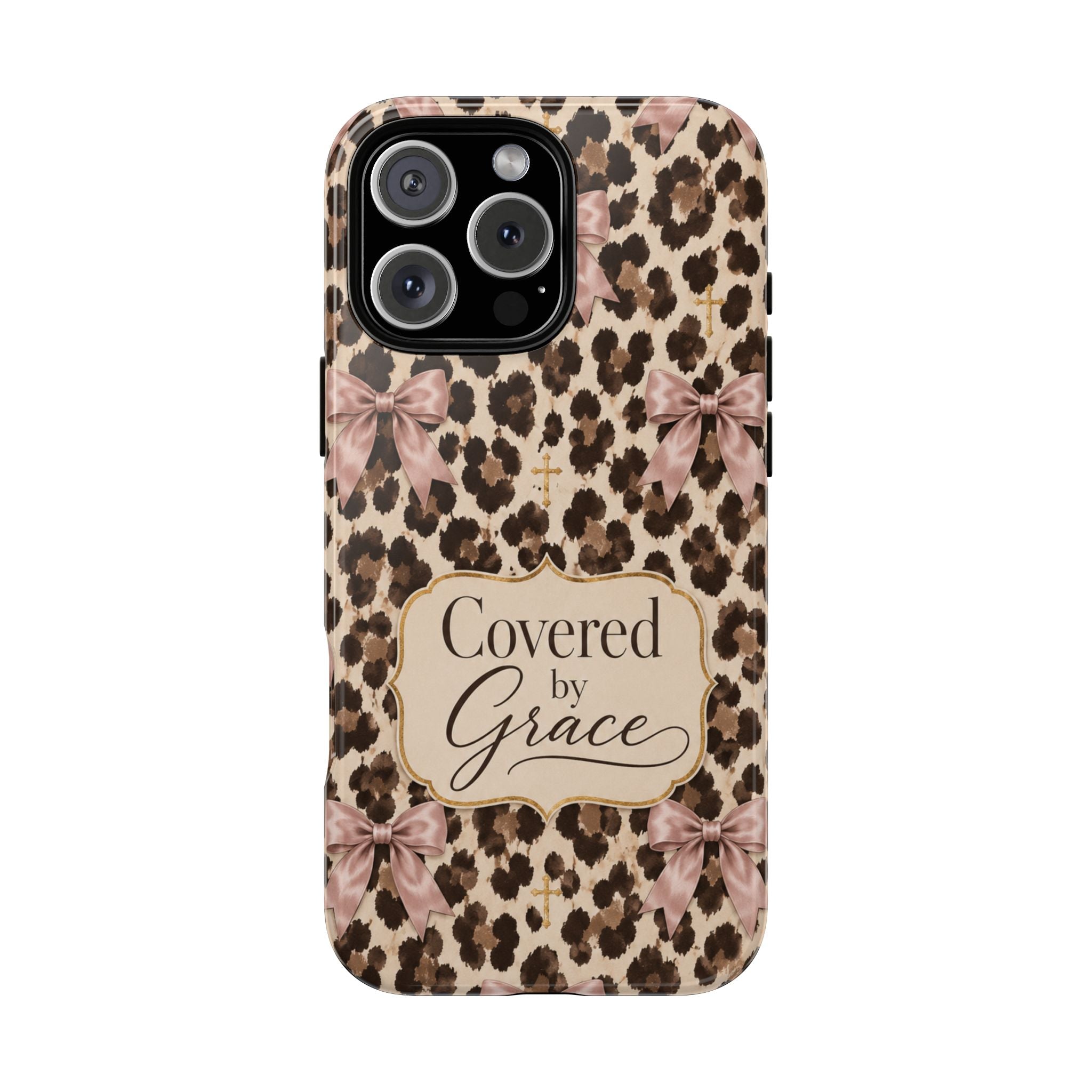 Covered by Grace Leopard Bow Christian Phone Case