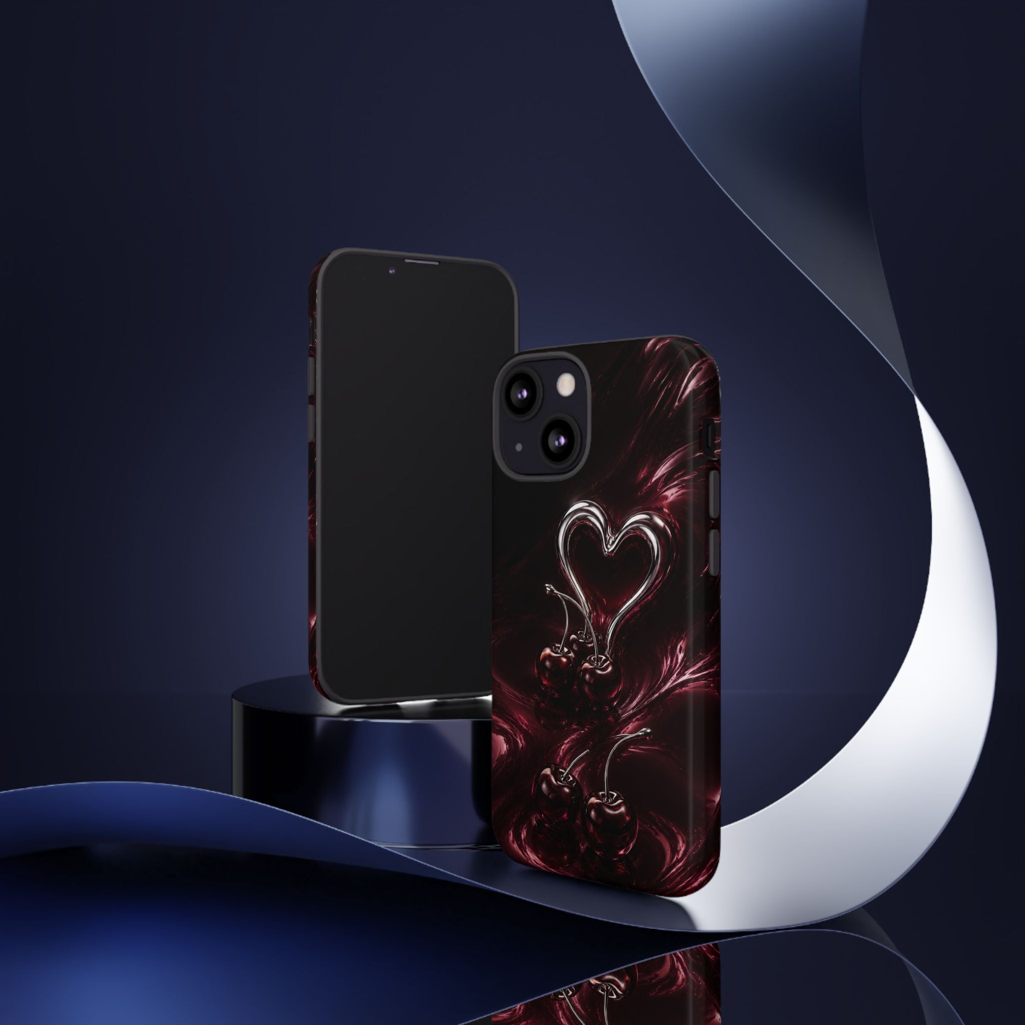 Dark Cherry Chrome Heart Phone Case