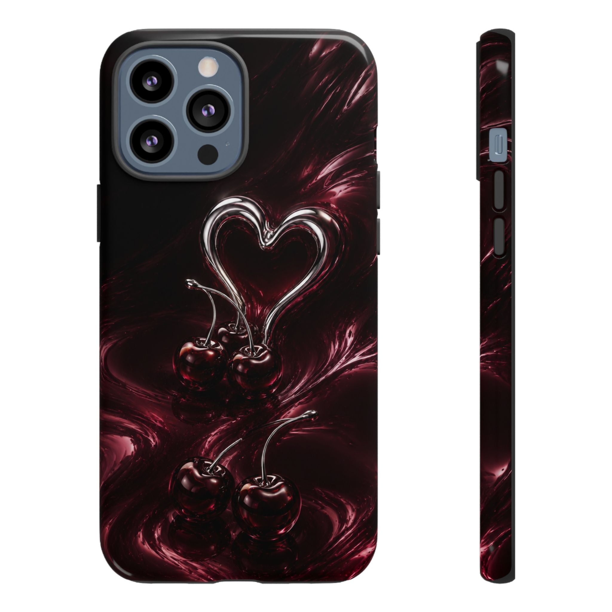 Dark Cherry Chrome Heart Phone Case