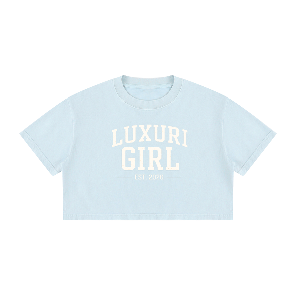 The Luxuri Girl Mineral Wash Cotton Crop T-Shirt