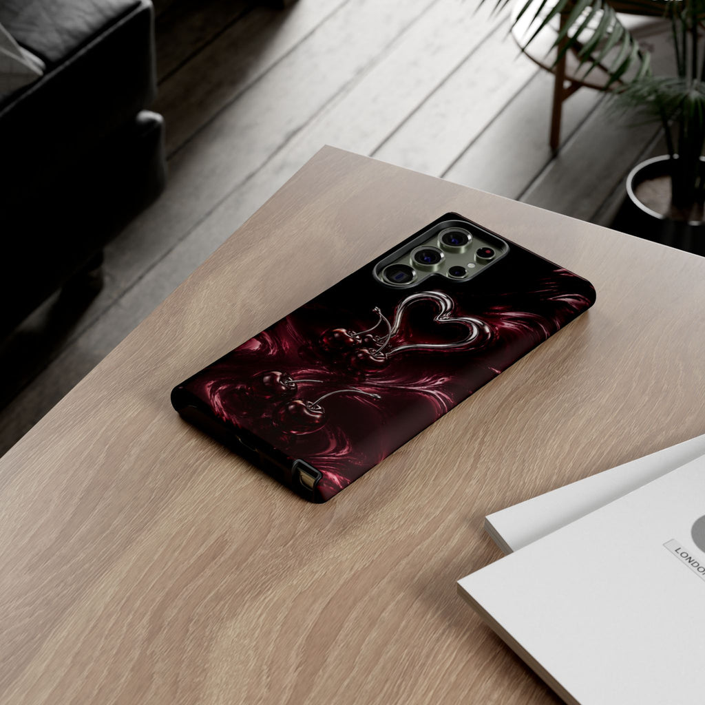Dark Cherry Chrome Heart Phone Case