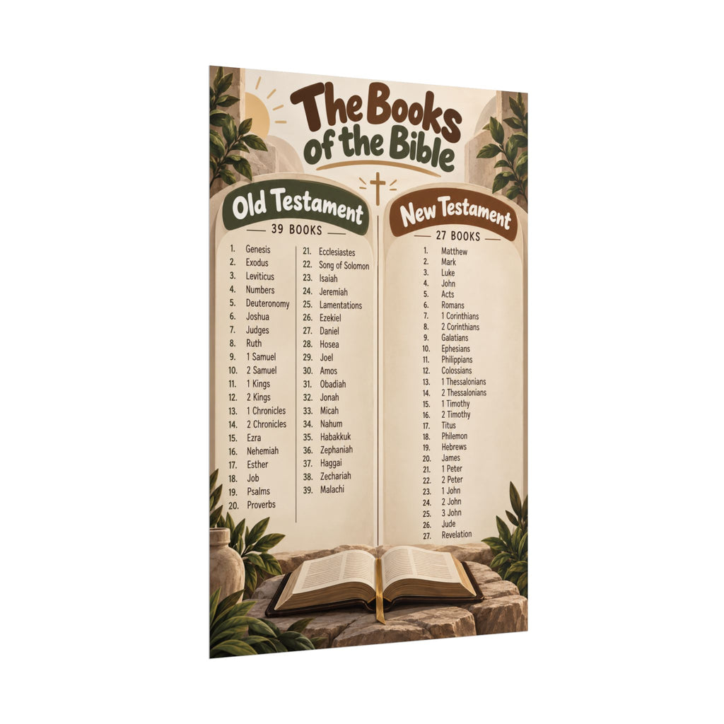Books of the Bible Christian Poster | Old & New Testament Bible Wall Art