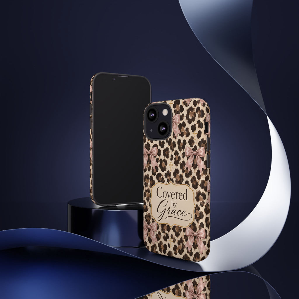 Covered by Grace Leopard Bow Christian Phone Case