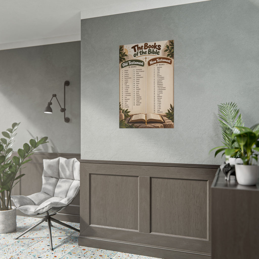 Books of the Bible Christian Poster | Old & New Testament Bible Wall Art