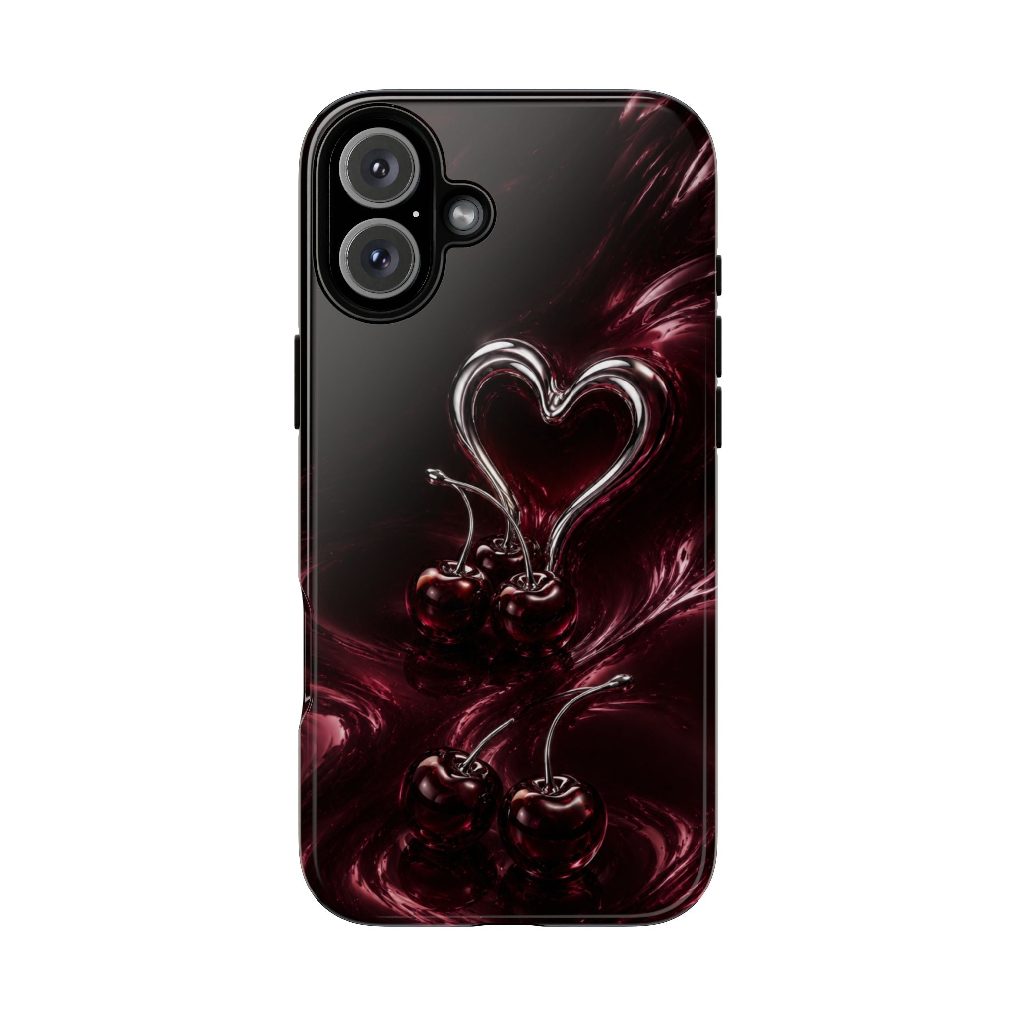 Dark Cherry Chrome Heart Phone Case