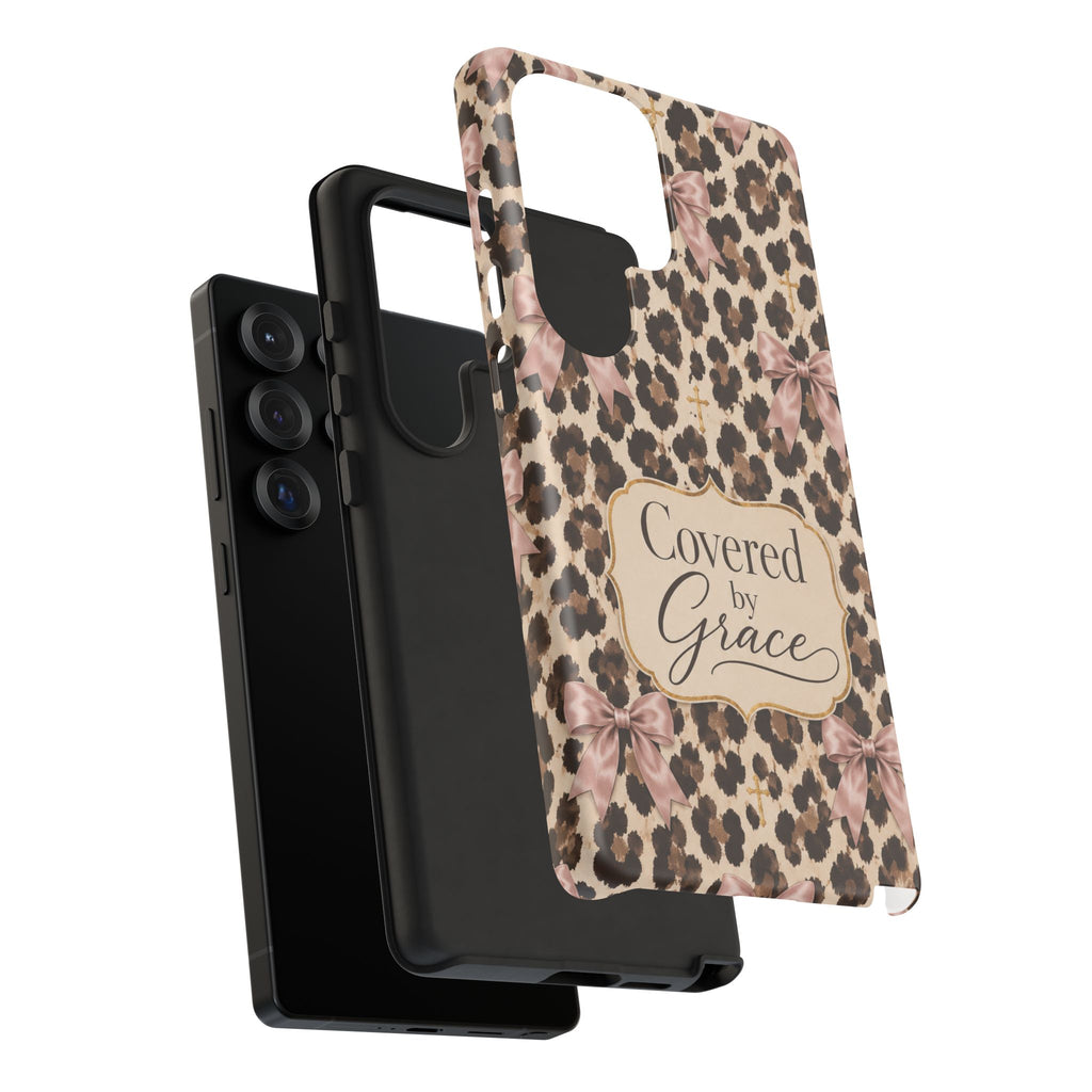 Covered by Grace Leopard Bow Christian Phone Case