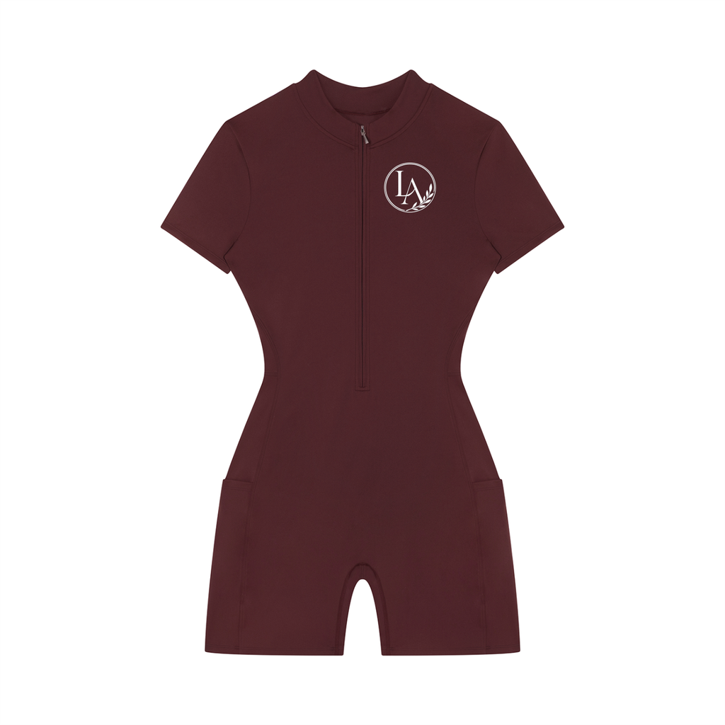 Luxuri Athletics Women's Quarter-Zip Short Sleeve Romper