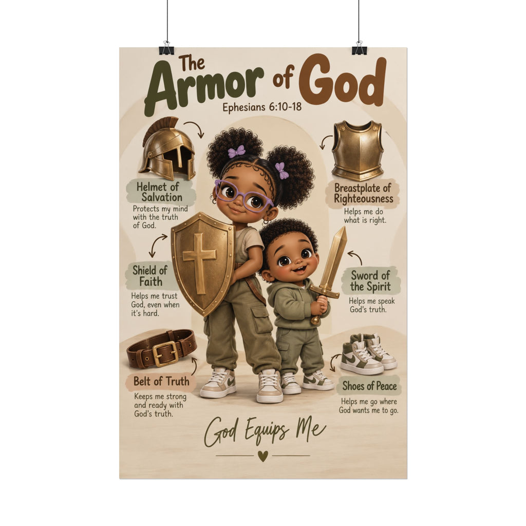 Armor of God Christian Kids Poster | Ephesians 6:10–18 Bible Wall Art
