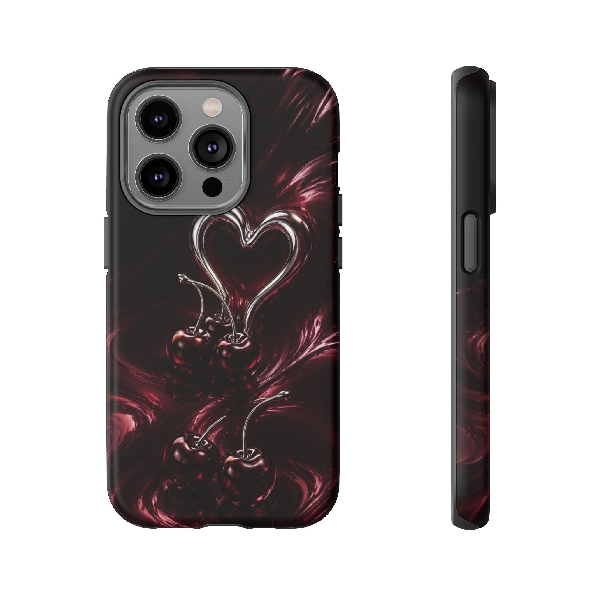 Dark Cherry Chrome Heart Phone Case