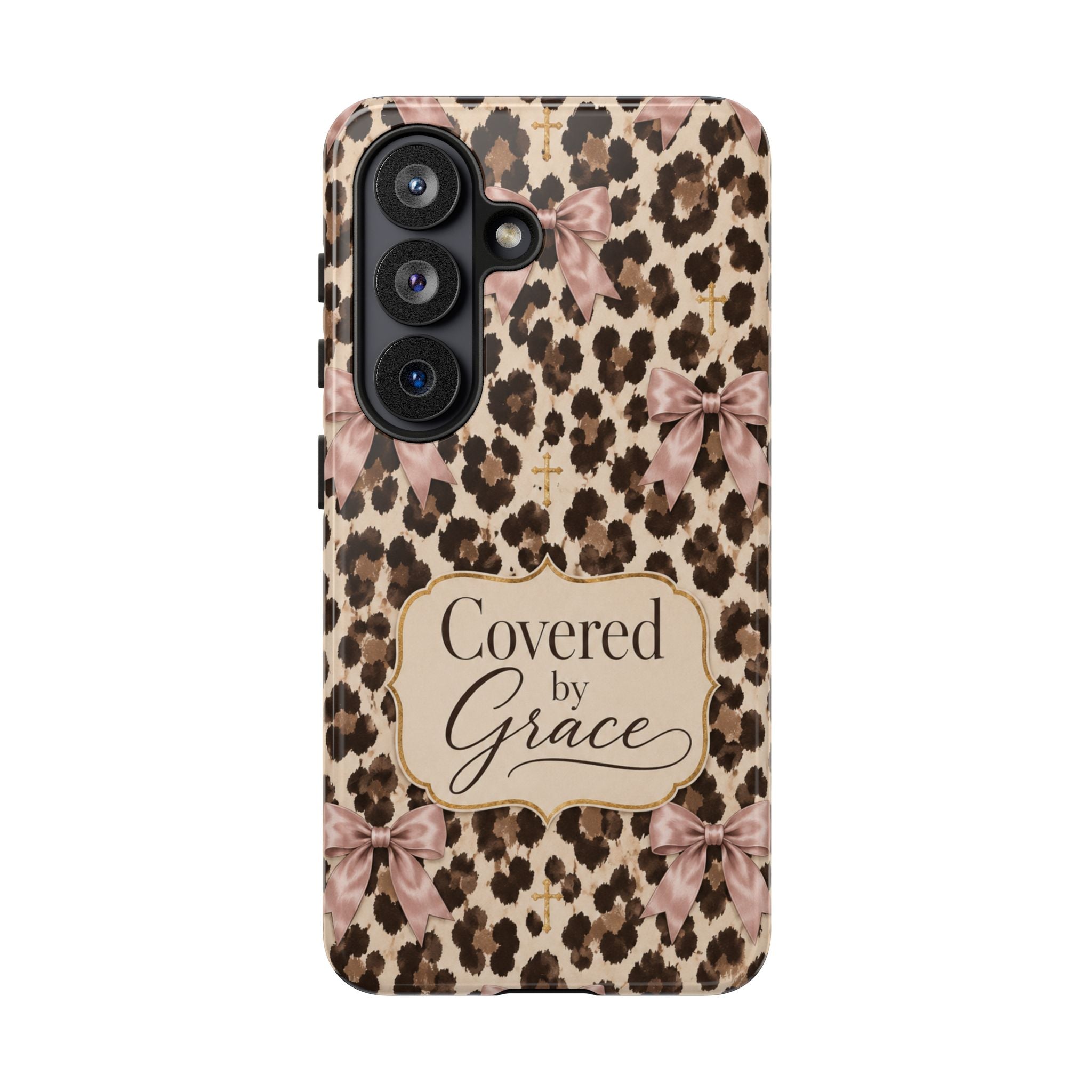 Covered by Grace Leopard Bow Christian Phone Case