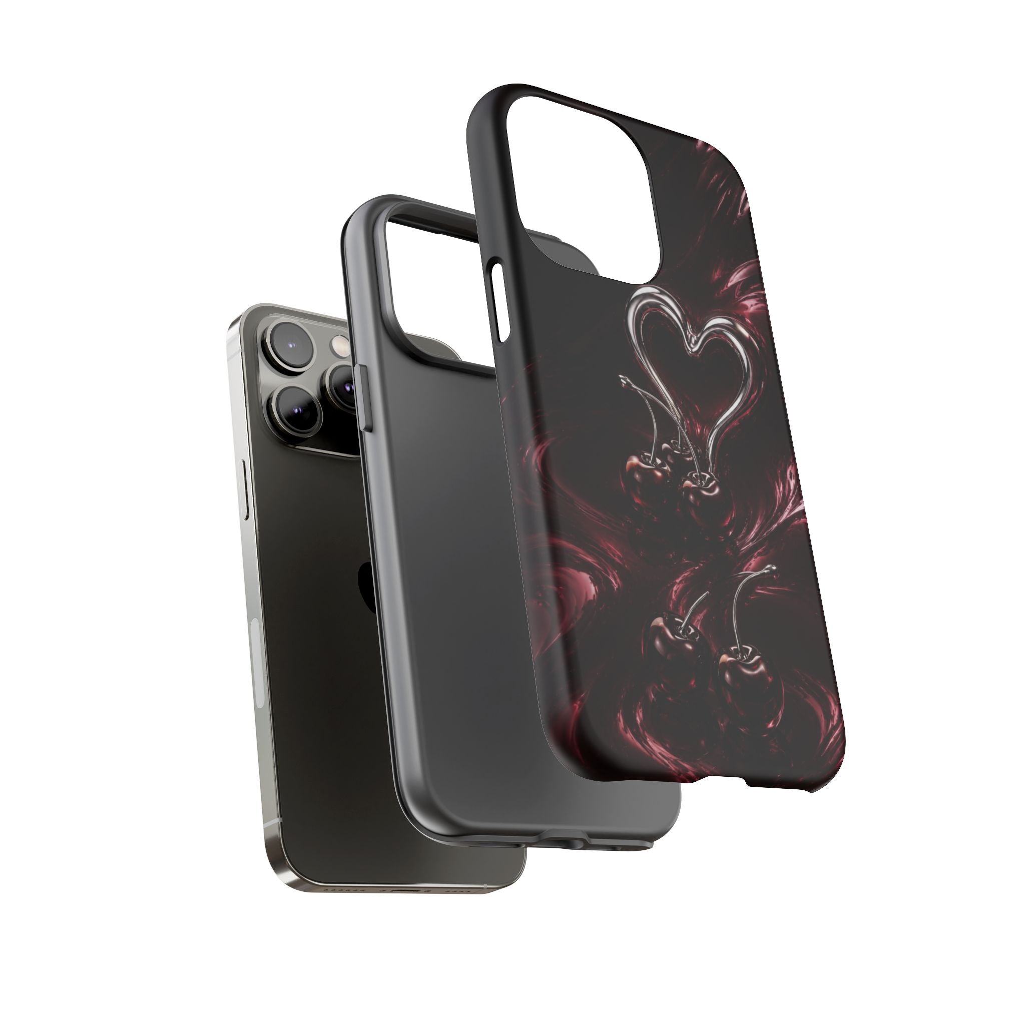 Dark Cherry Chrome Heart Phone Case