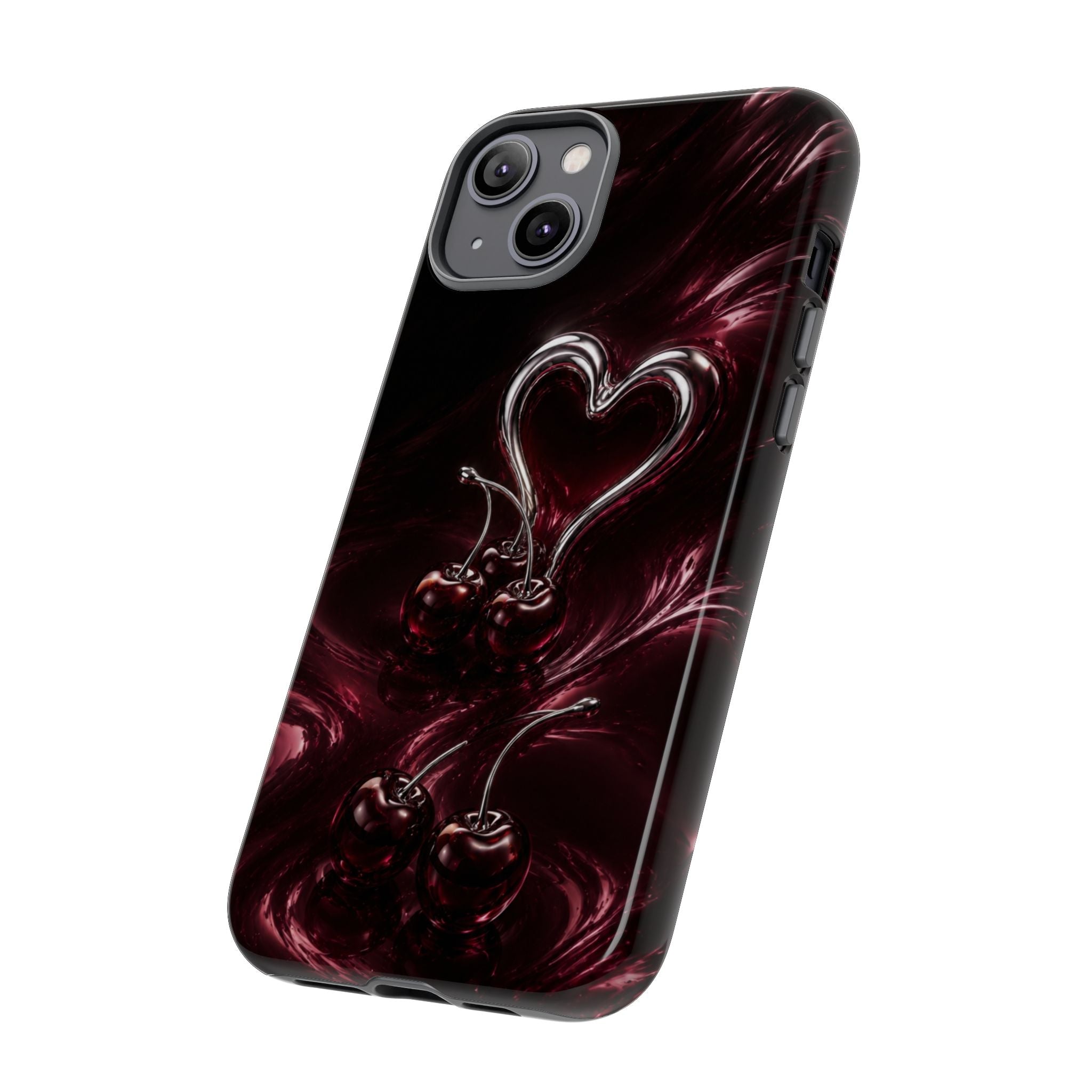 Dark Cherry Chrome Heart Phone Case