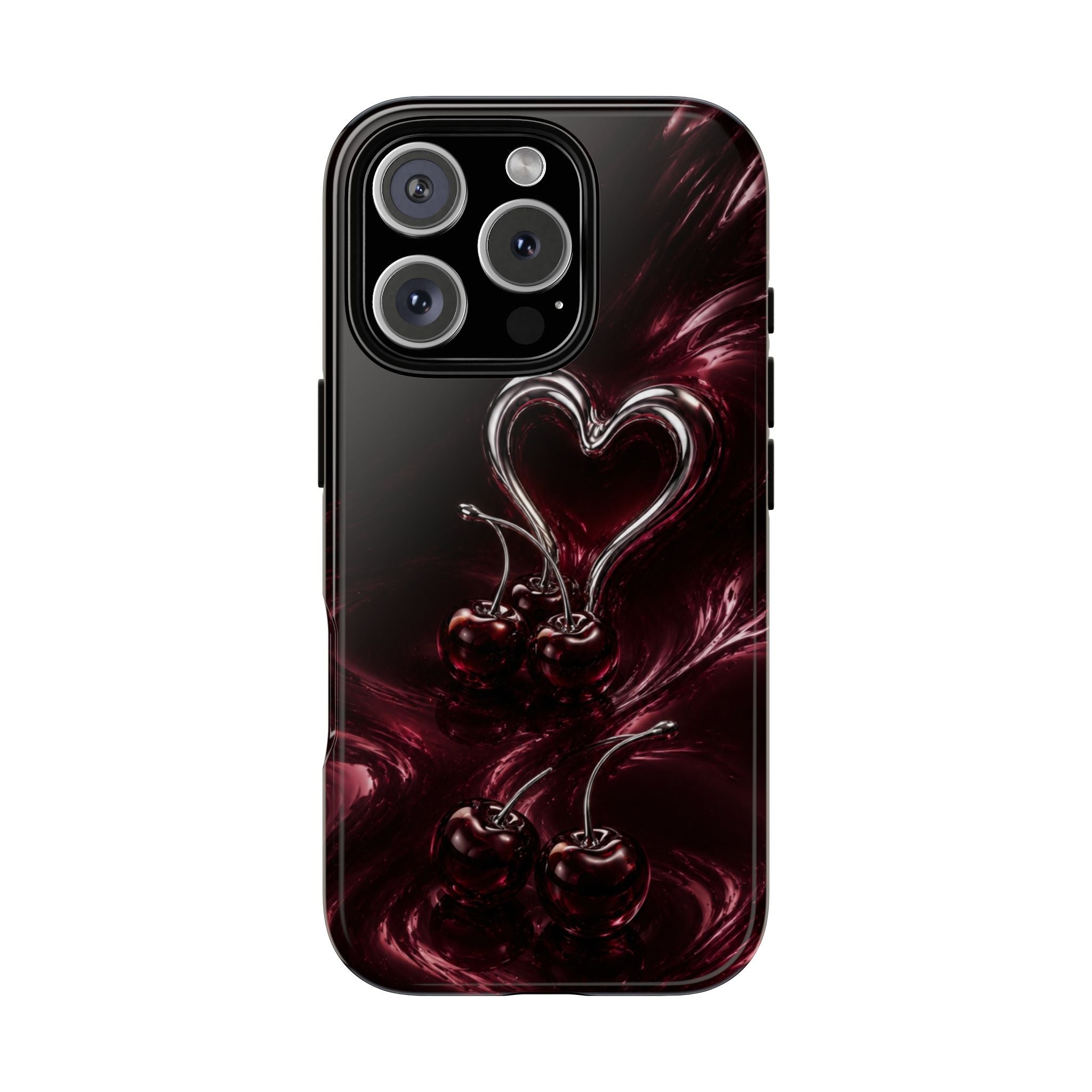 Dark Cherry Chrome Heart Phone Case