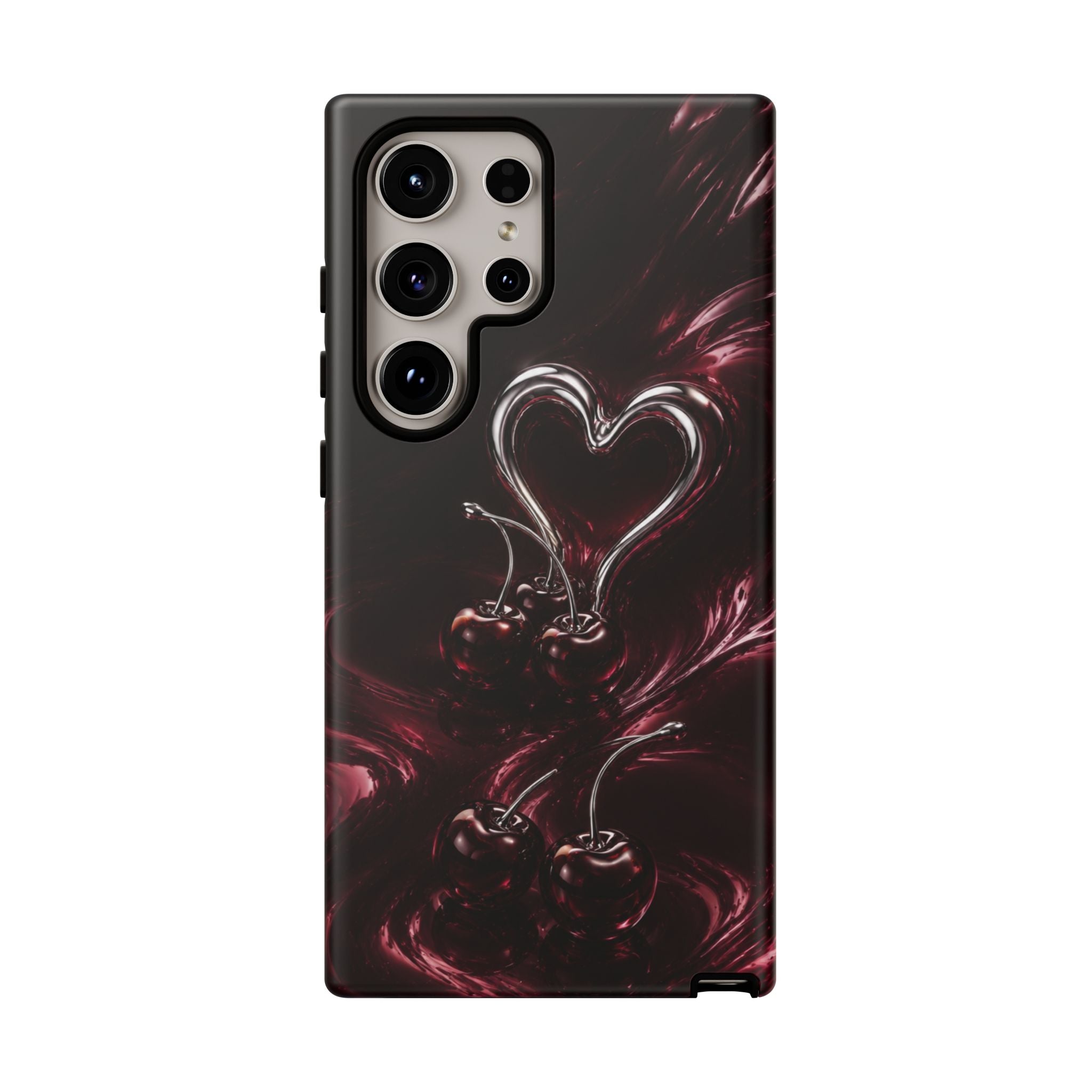 Dark Cherry Chrome Heart Phone Case