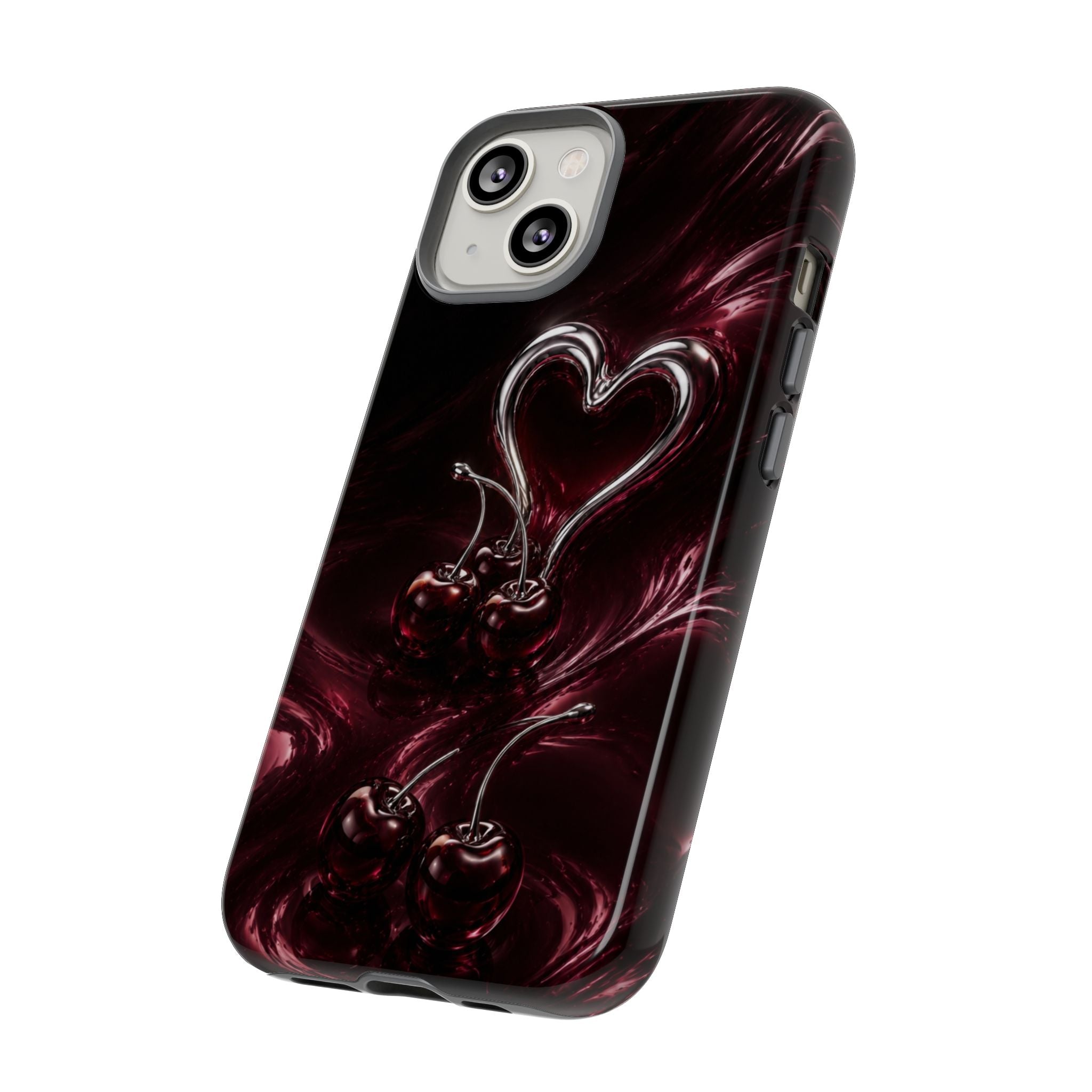 Dark Cherry Chrome Heart Phone Case