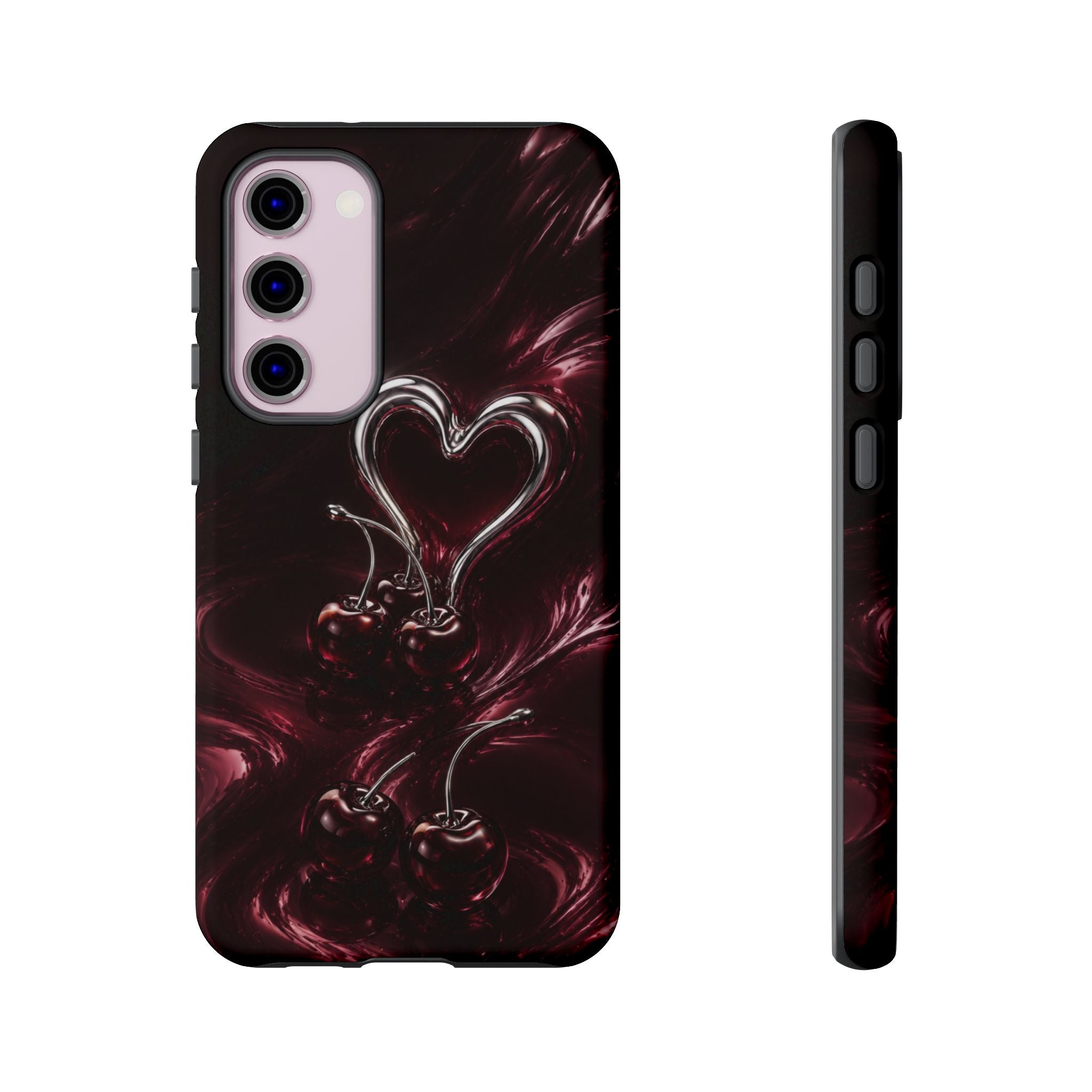 Dark Cherry Chrome Heart Phone Case