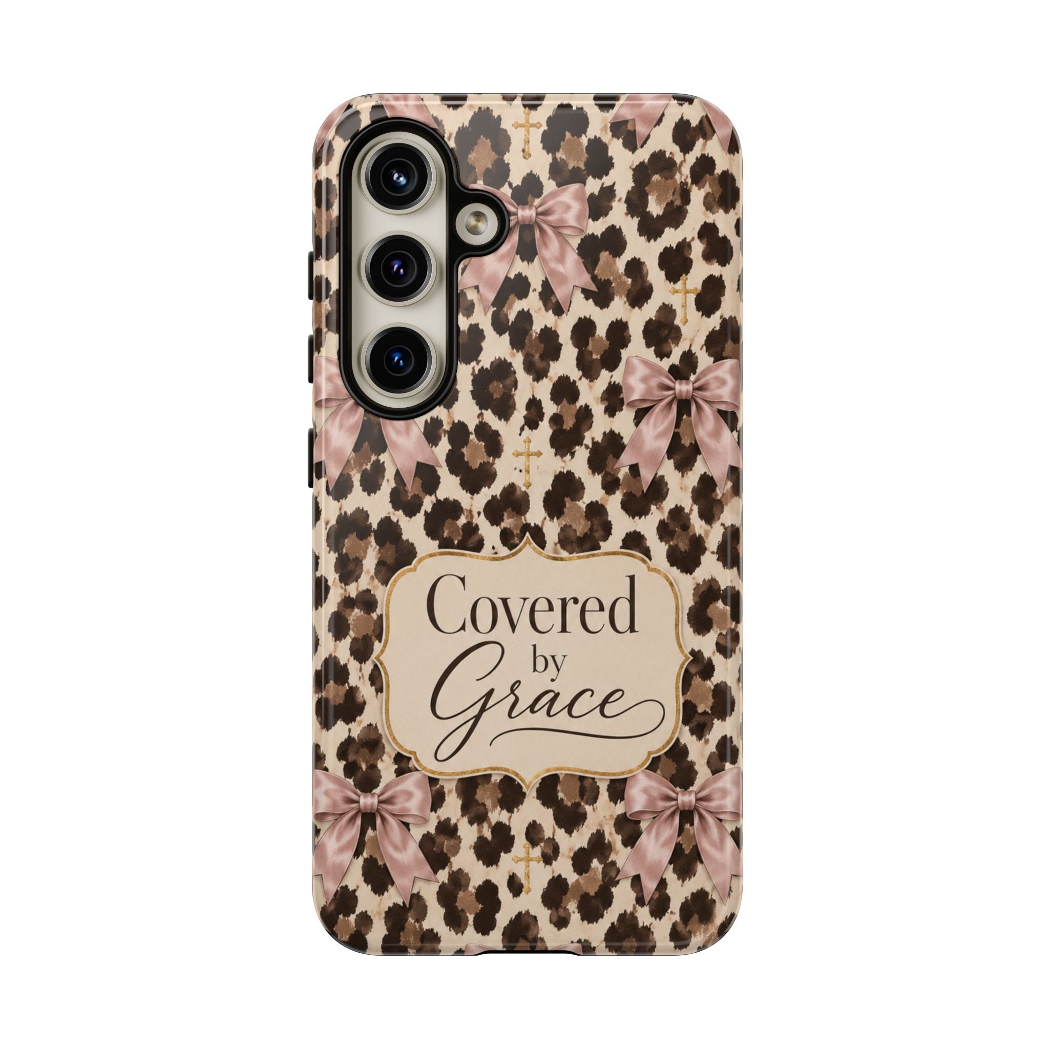 Covered by Grace Leopard Bow Christian Phone Case