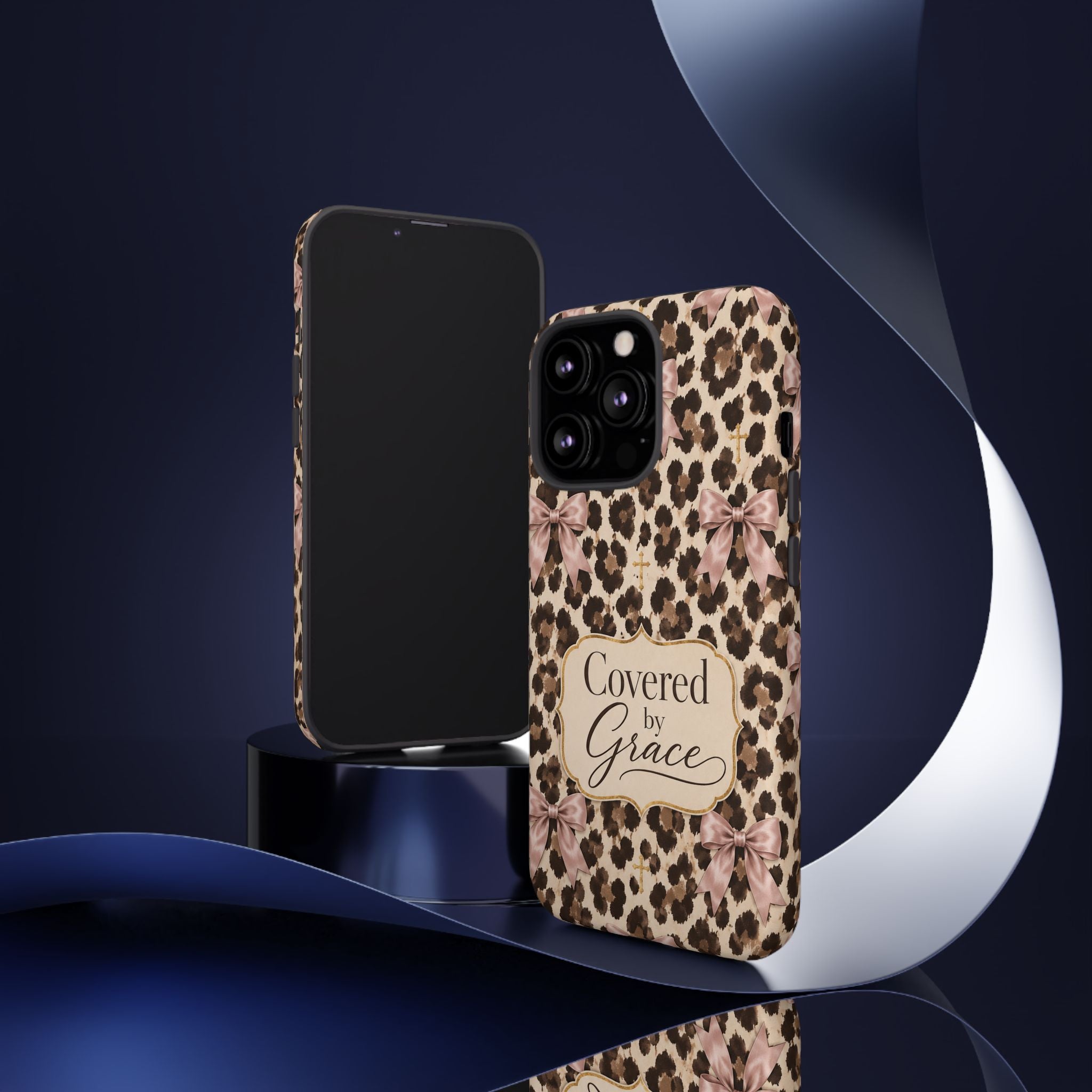 Covered by Grace Leopard Bow Christian Phone Case