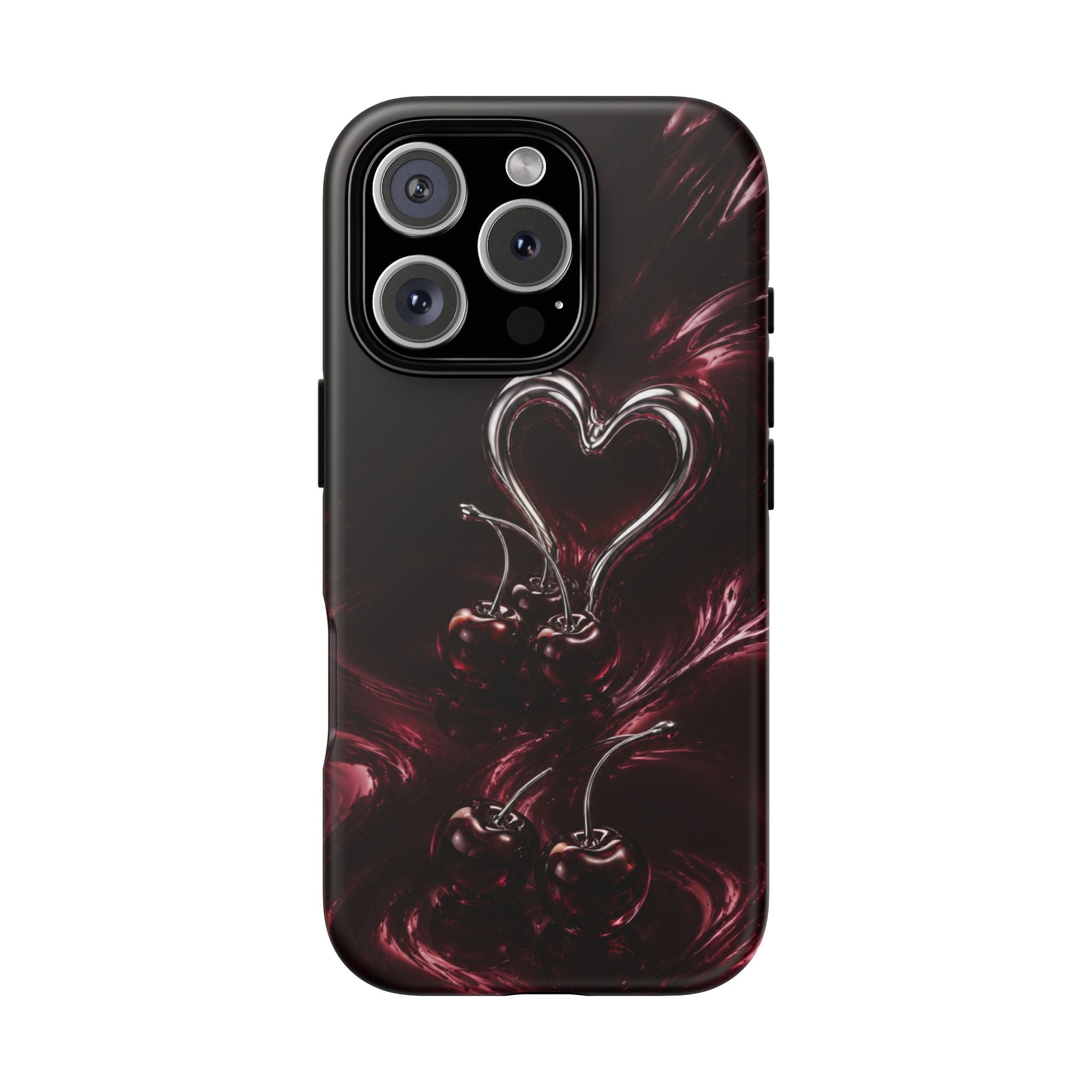 Dark Cherry Chrome Heart Phone Case